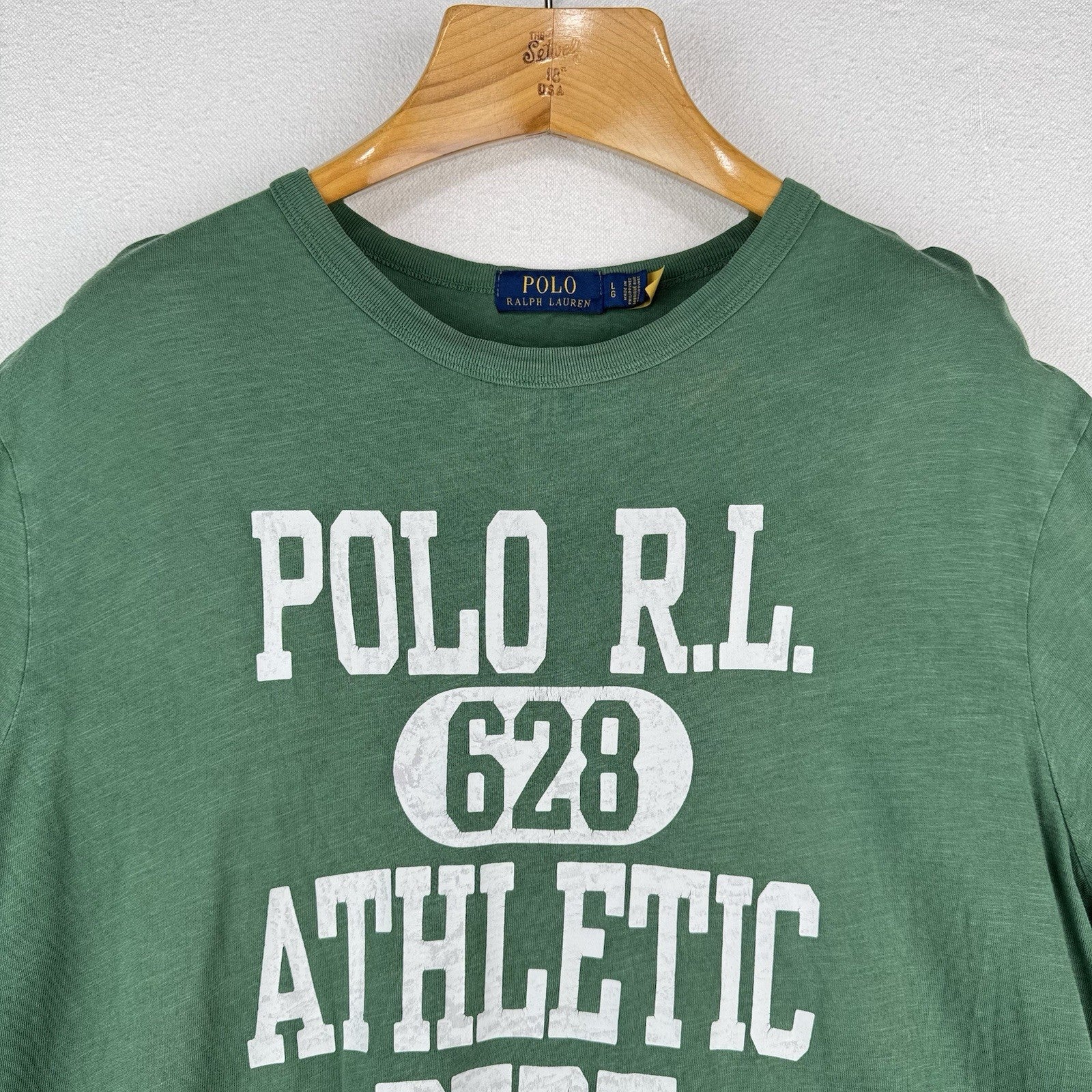 Polo Ralph Lauren Athletic Dept Light Weight Graphic Crew Neck Tee Green Mens L