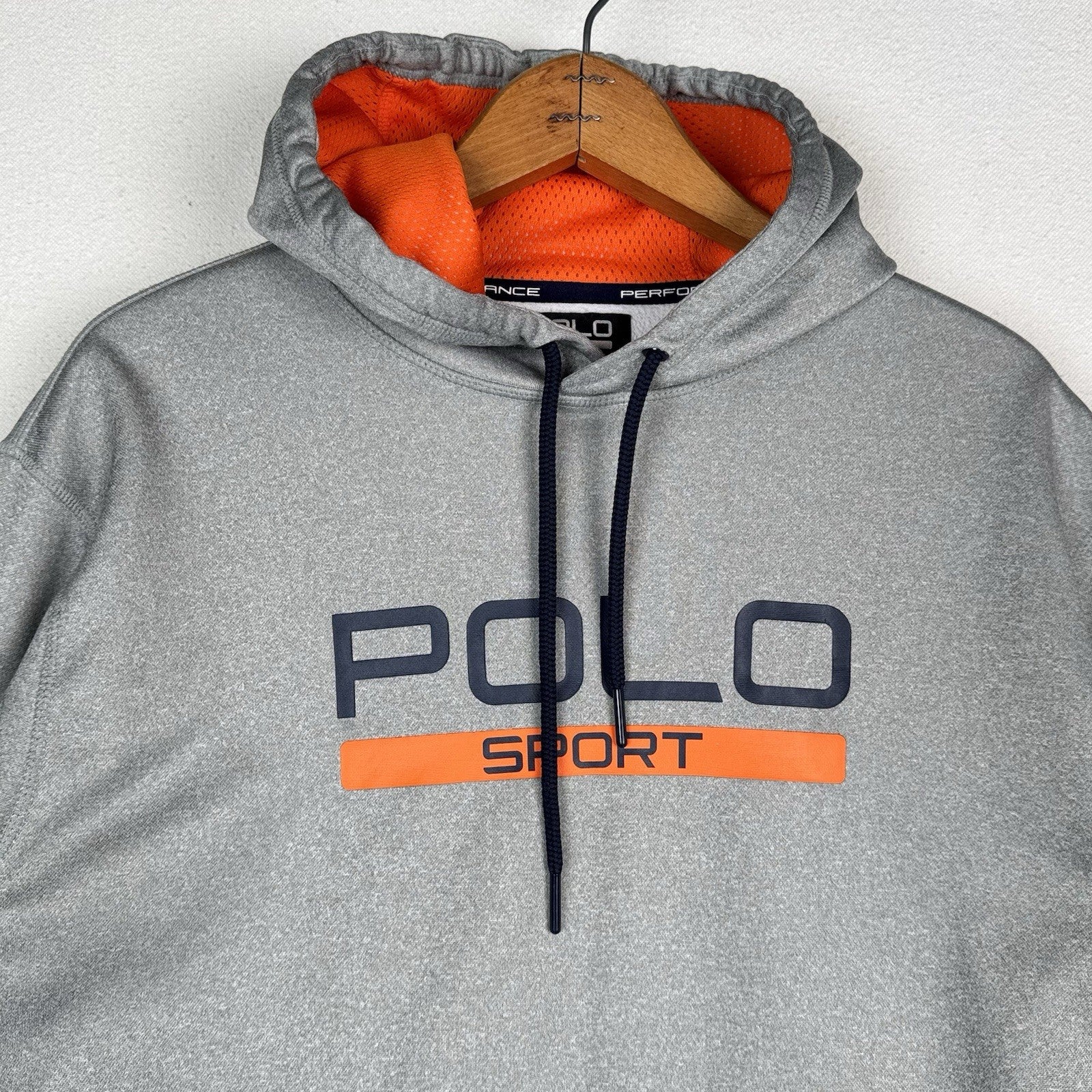 Ralph Lauren Polo Sport Hooded Gray Fleece Sweatshirt Mens Large