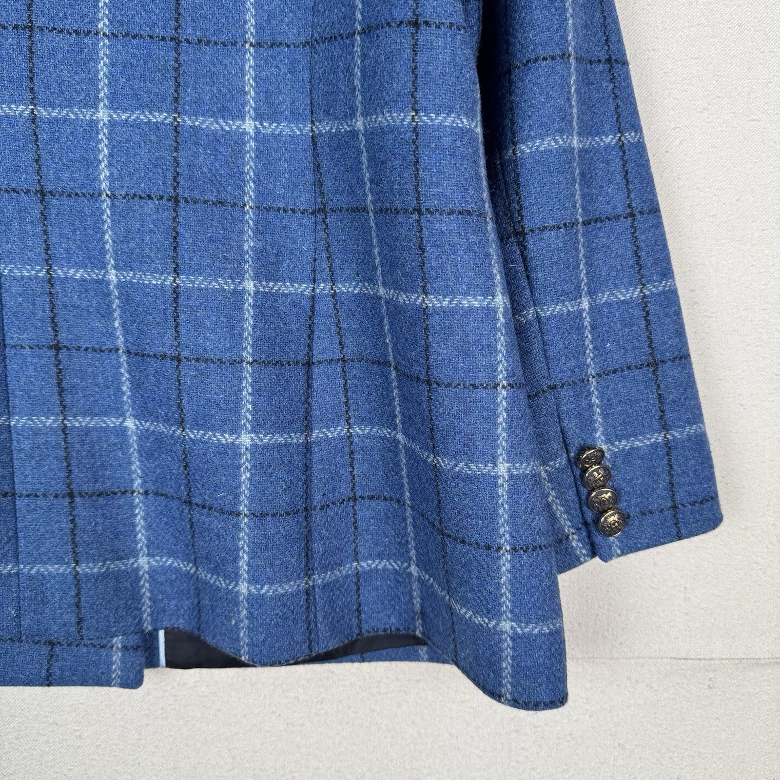 Tinta & Bariloche Andes Women’s L (42) Double Breasted Wool Blue Plaid Blazer