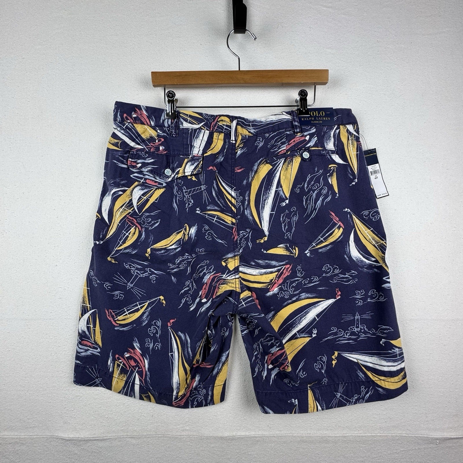 NWT Polo Ralph Lauren Mens Sz 40T Blue Shorts Classic Fit Chino Sailing Nautical