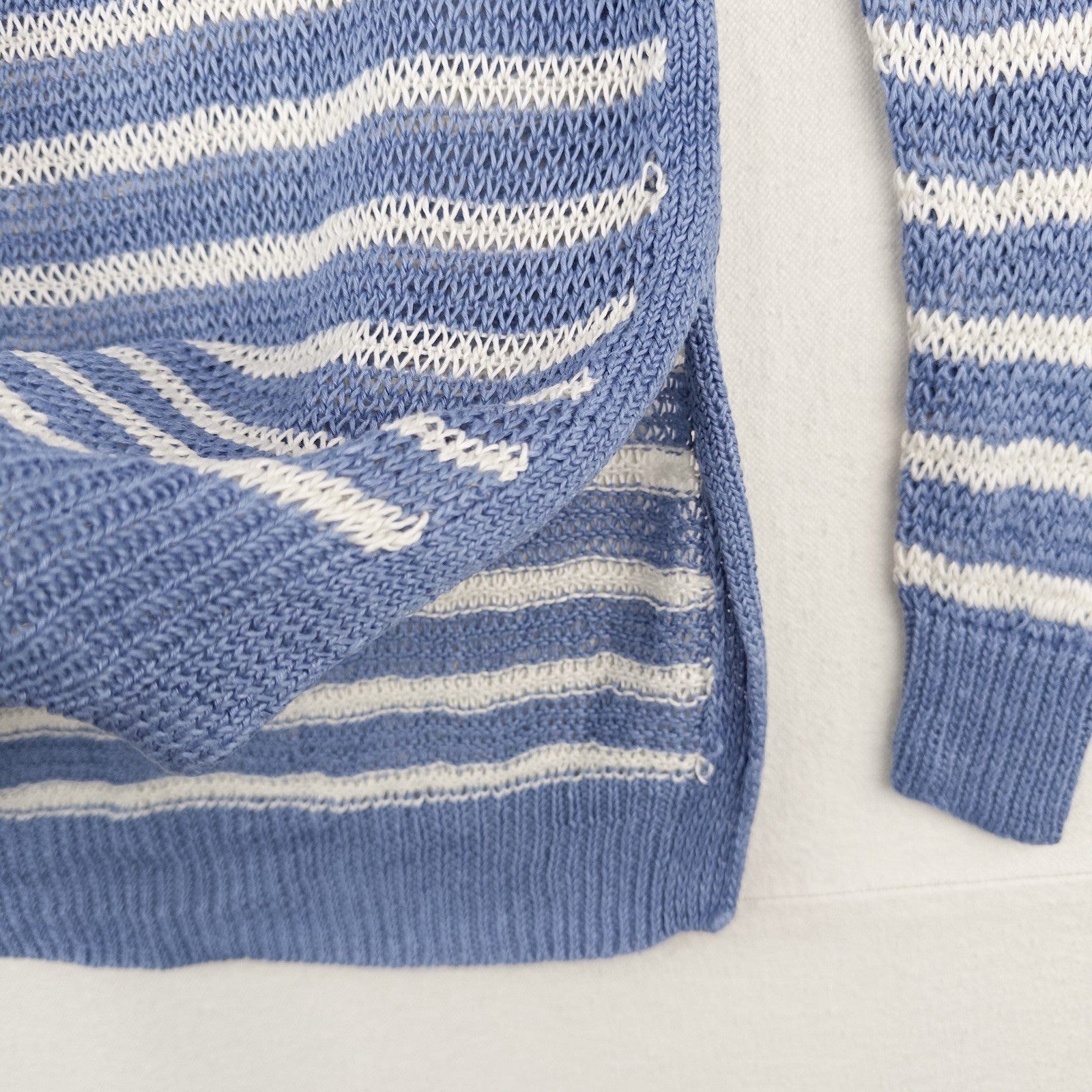 Polo Ralph Lauren Womens XS Boat Neck Blue Striped 100% Linen Knit Sweater Beach