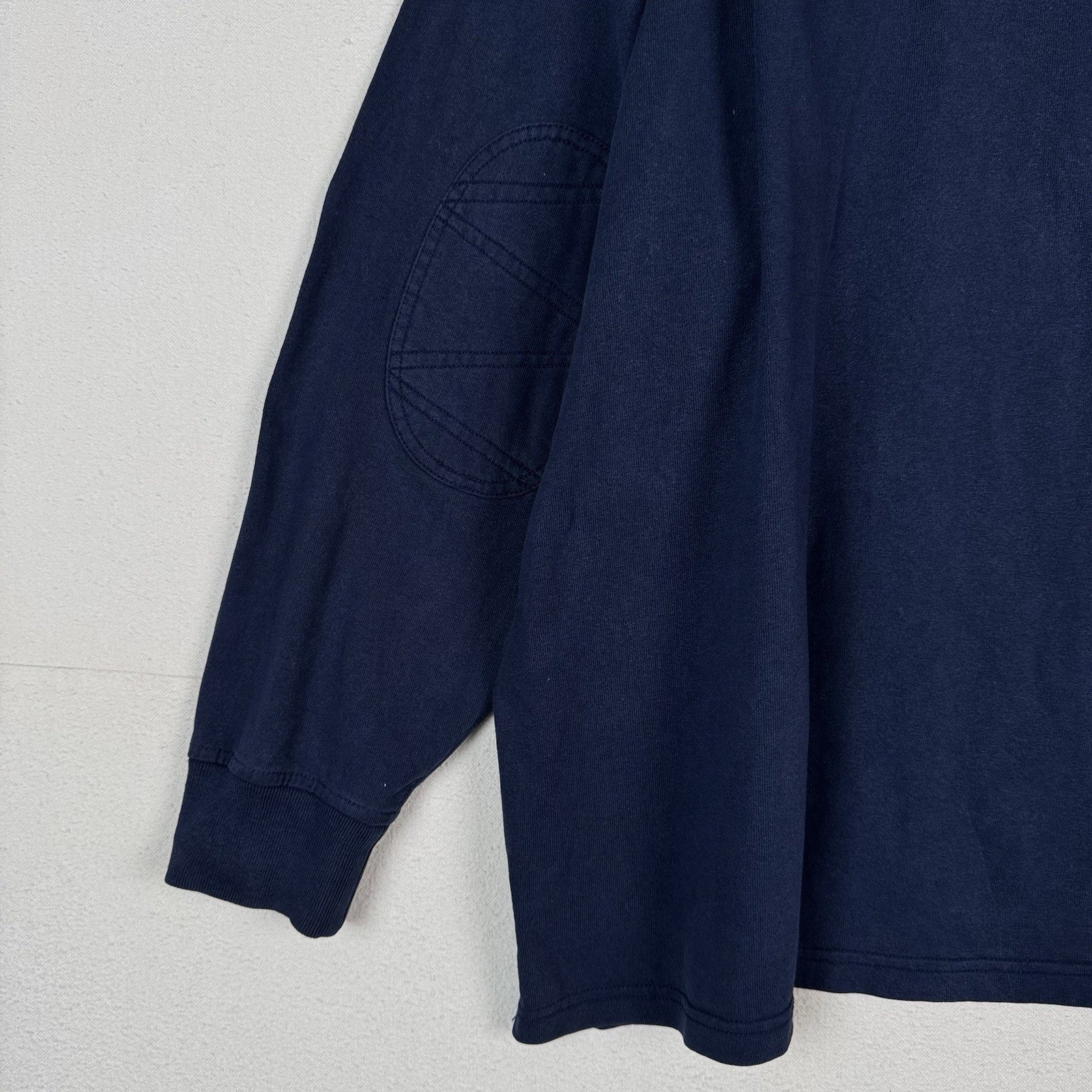 Polo Ralph Lauren Rugby Shirt 4XLB 4XL Big Blue Quilted Shoulder Elbow Patch