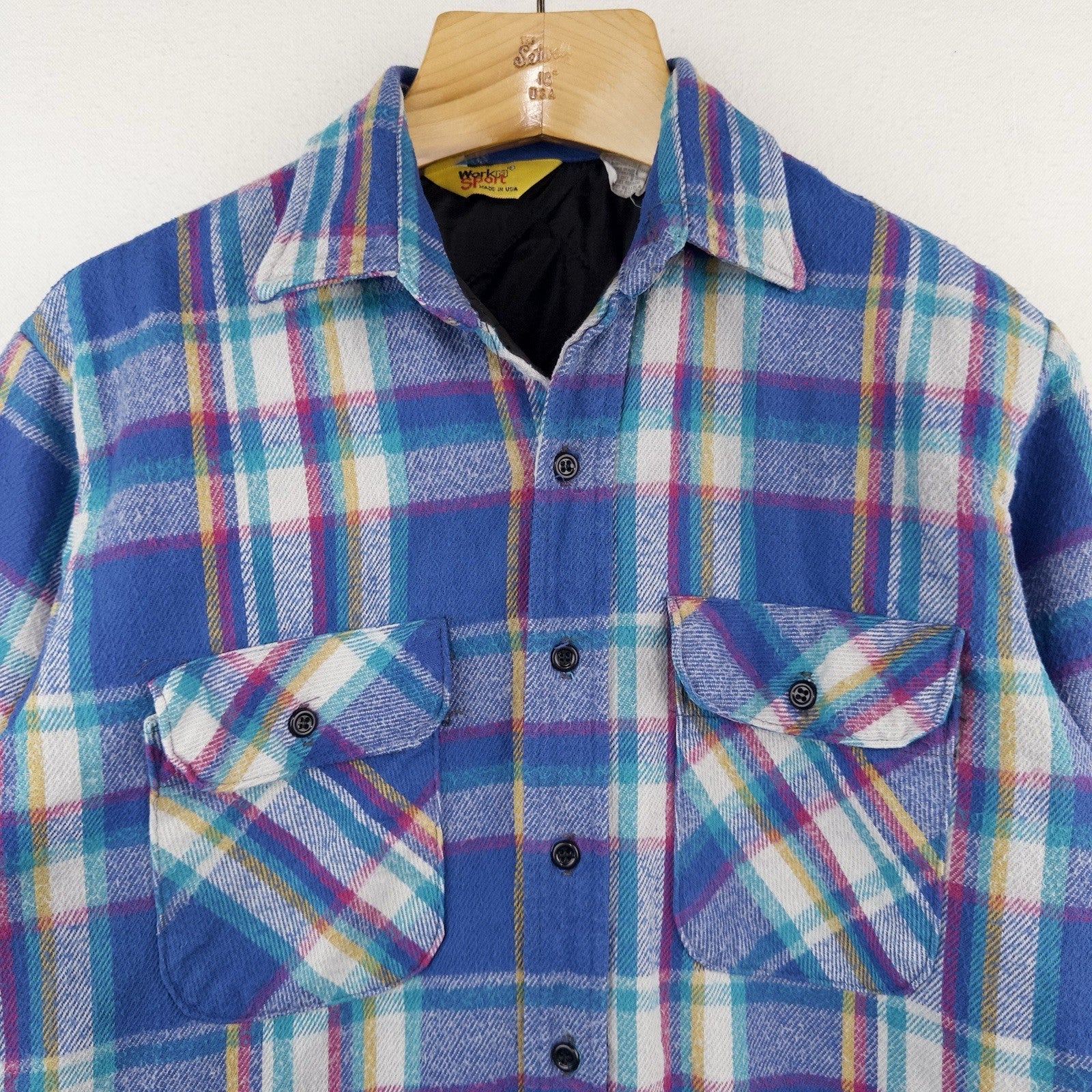 80’s Vtg Work N Sport Men’s M Heavyweight Insulated Plaid Flannel Shirt