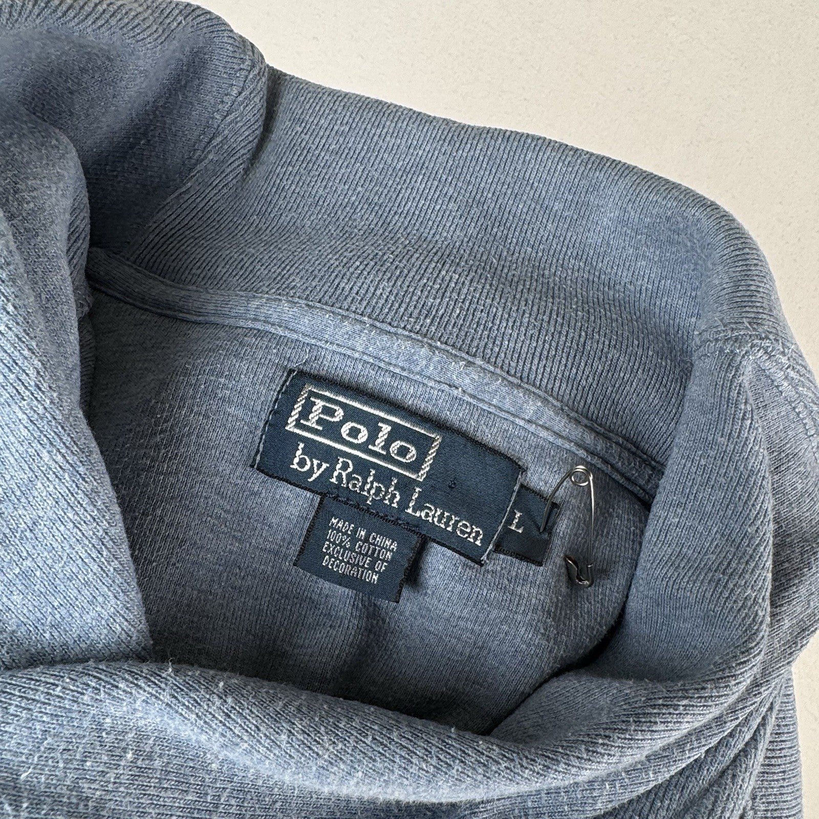 Vintage Polo Ralph Lauren Men's Large Shawl Collar Pullover Sweater Blue *Read