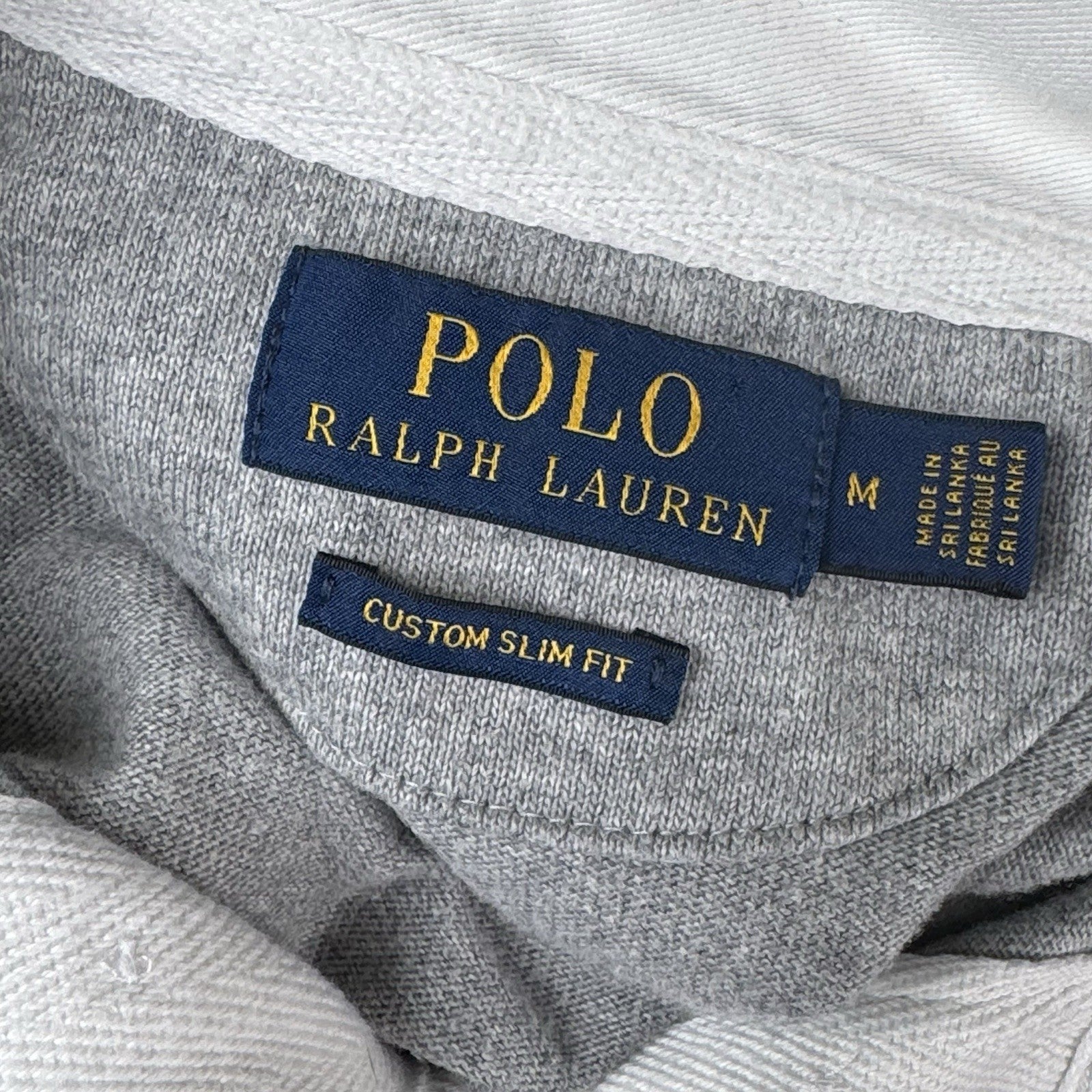 Polo Ralph Lauren Rugby Shirt Men’s Medium Gray LS Elbow Patch Cropped 17”