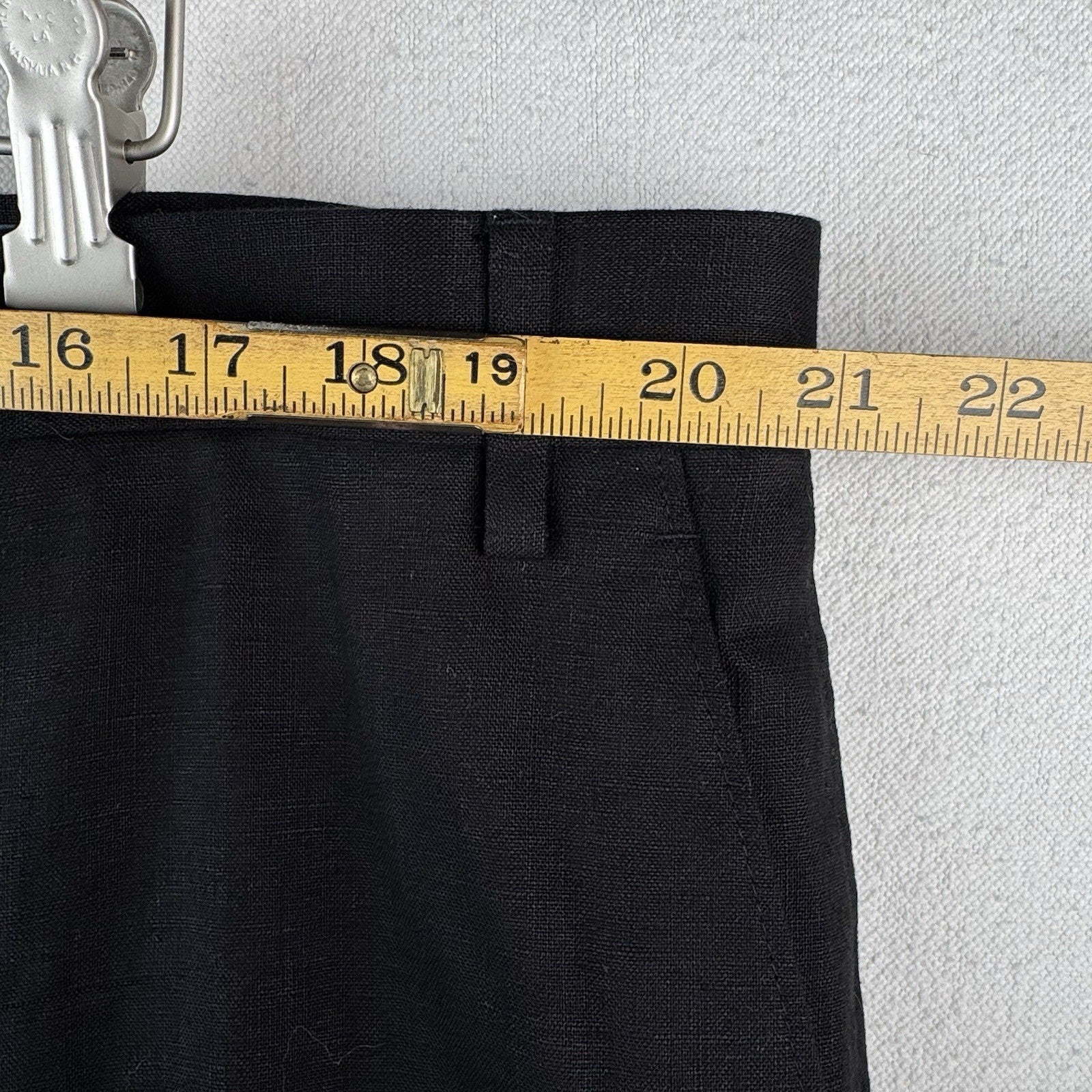 Ralph Lauren Solid Black 100 % Linen Pants Flat Front Men’s Trousers Fits 42x31