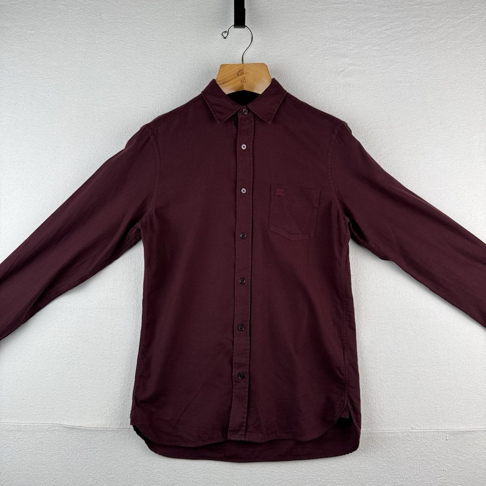 Burberry London Shirt Mens Small Wine Red Button Down Long Sleeve