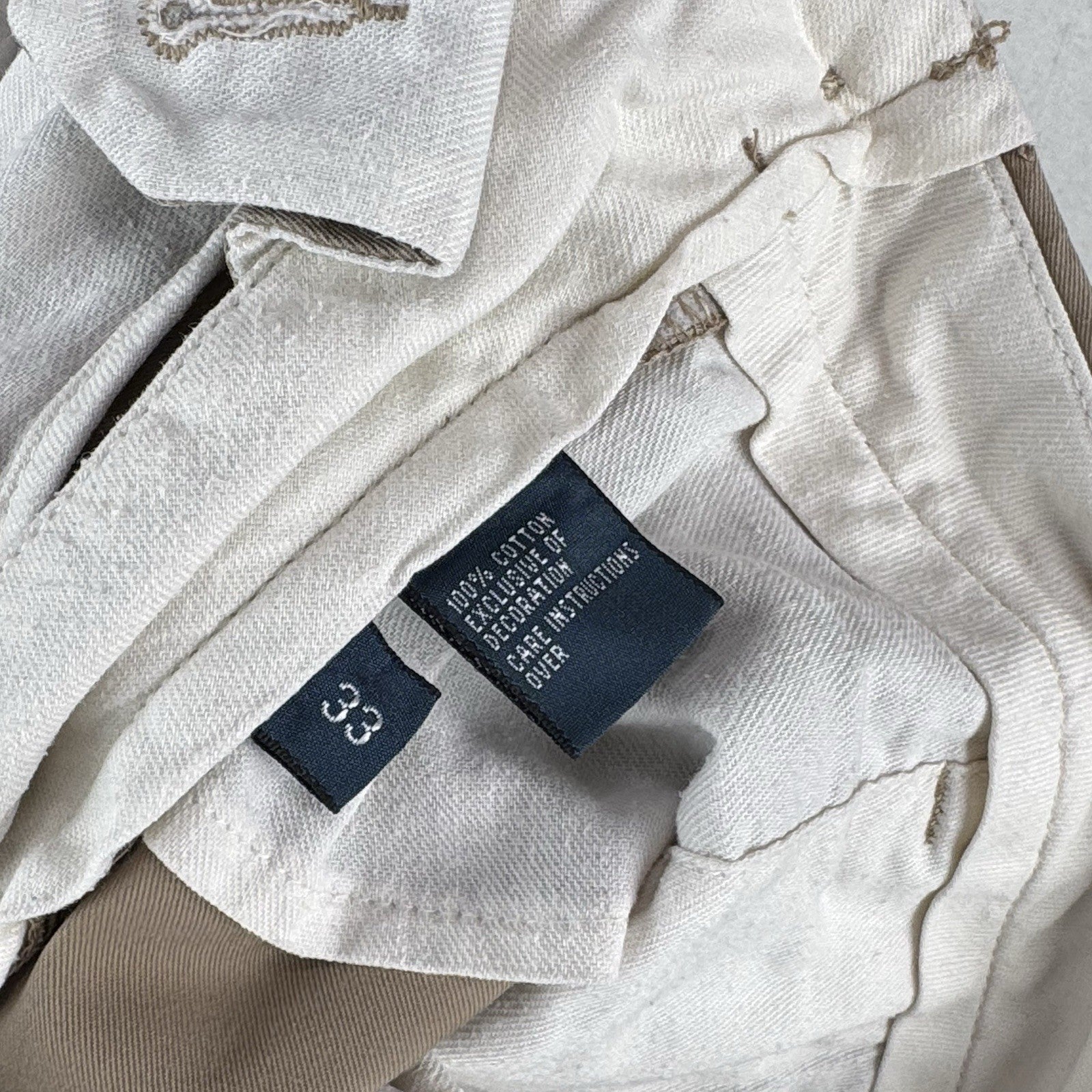 90's Vtg Polo Ralph Lauren Chino Shorts Men's 33x10 Tan Khaki Flat Front *Read