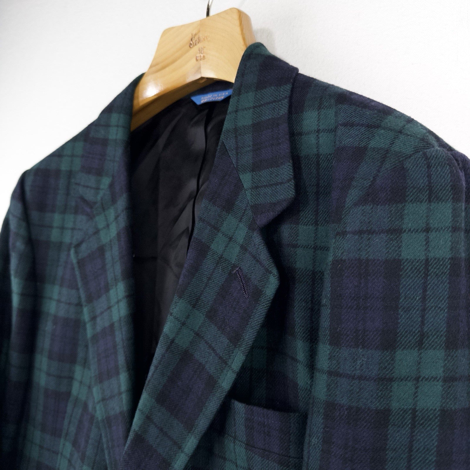 70’s Pendleton Black Watch Plaid Wool Blazer 42L Green Blue 2-Button Jacket USA
