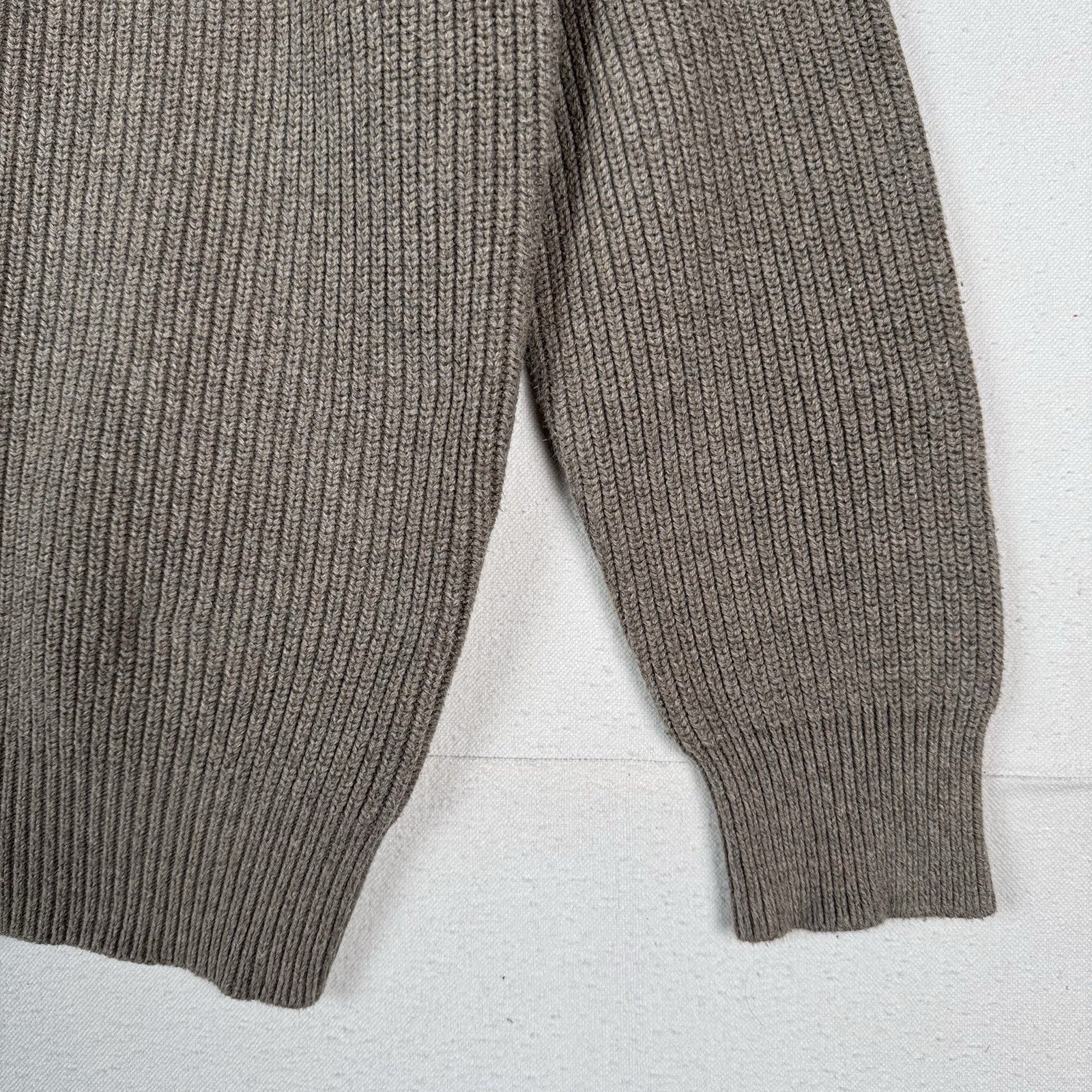 J. Crew Woodsman Men's XL Knit Sweater Shoulder Patches Cotton Crewneck Brown
