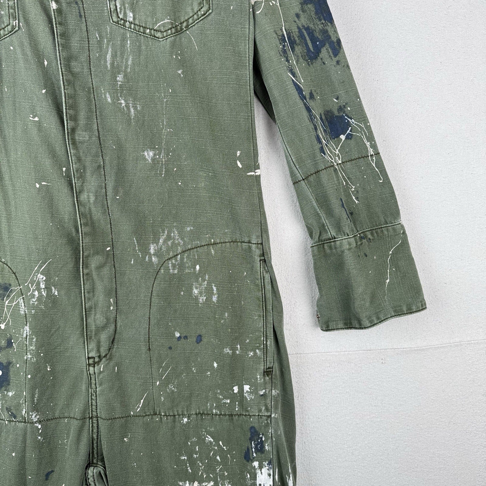 One Teaspoon Long Sleeve Distressed Jumpsuit Cotton Slouchy Snap Women’s XS