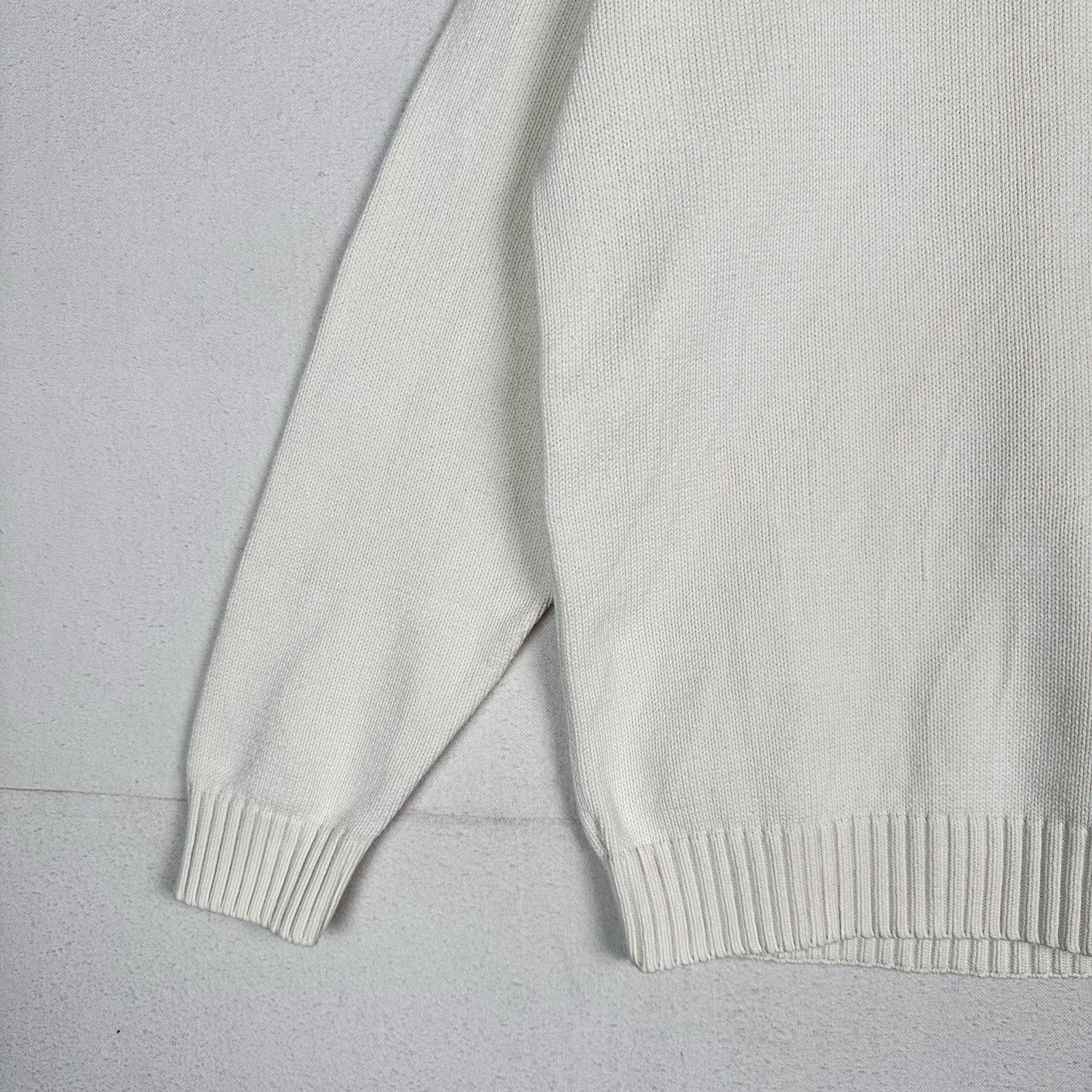 Vintage Tommy Hilfiger Men's Knit Cotton Crewneck Sweater Large White