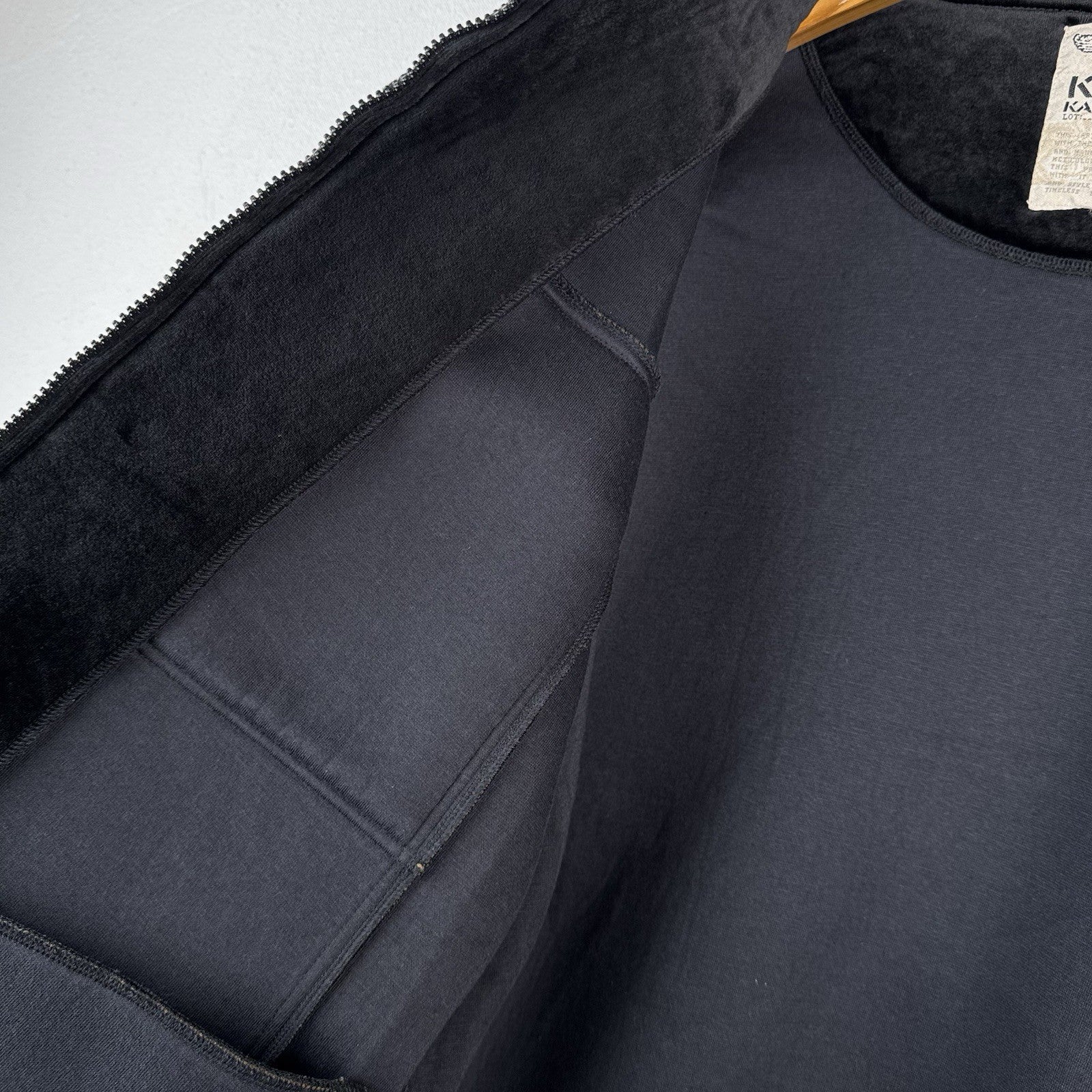 90’s Vtg Karl Kani Men’s 2XL XXL Black Velour Work Jacket Embroidered Logo Zip