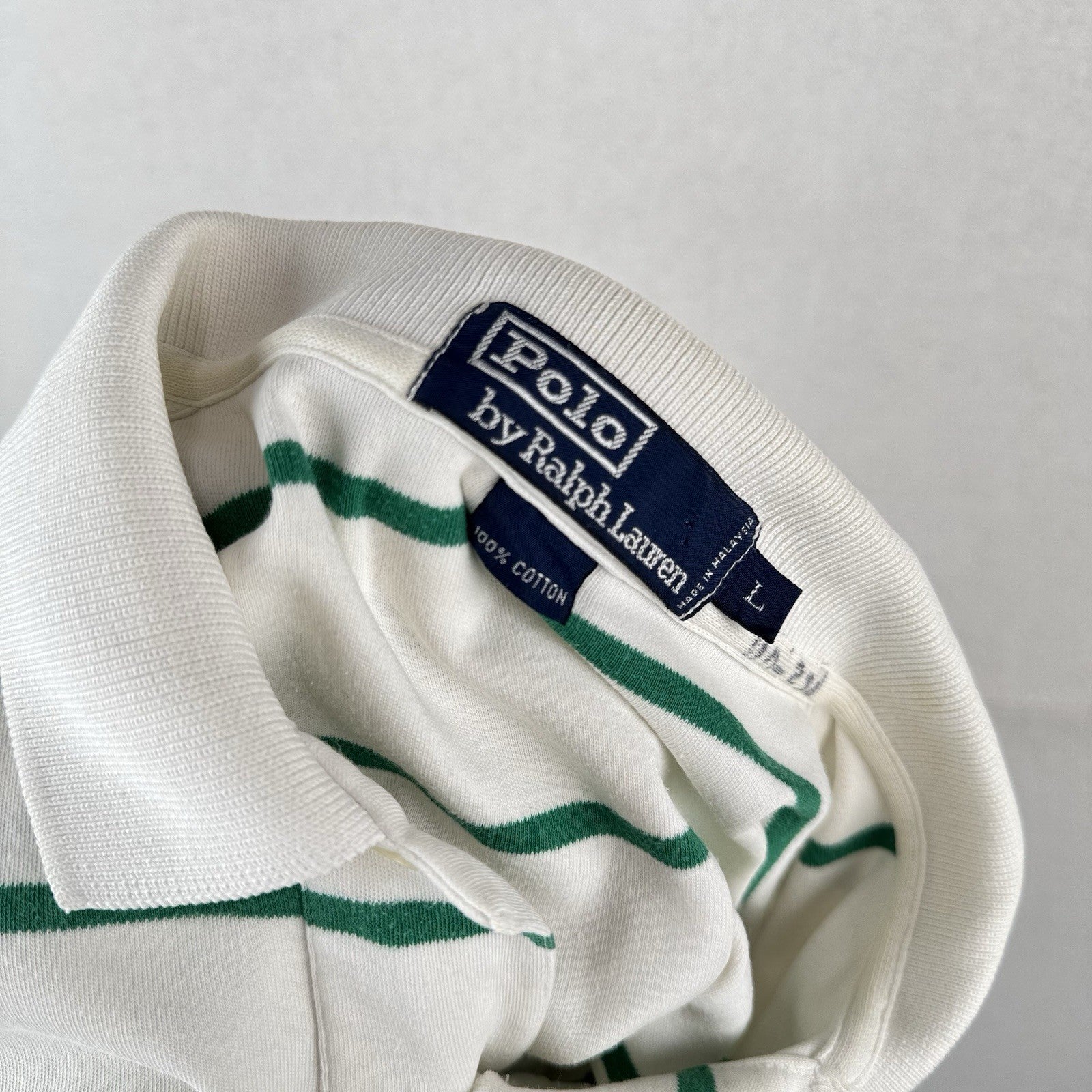 Vintage Polo Ralph Lauren Men’s Large Masters Golf Green White Stripe Shirt