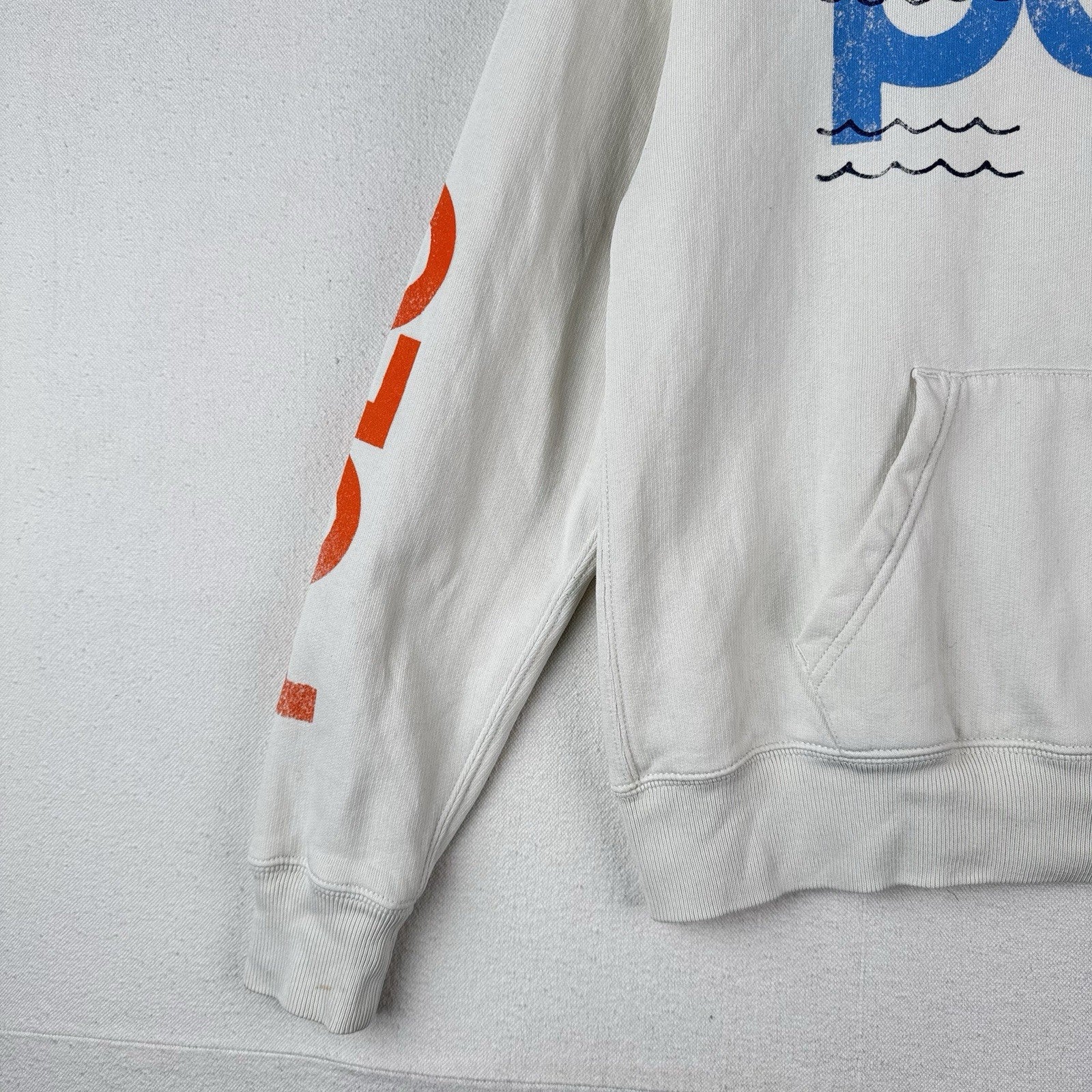 Polo Ralph Lauren Logo Wave Graphic Hoodie Women’s XS White Sun Surf *Read