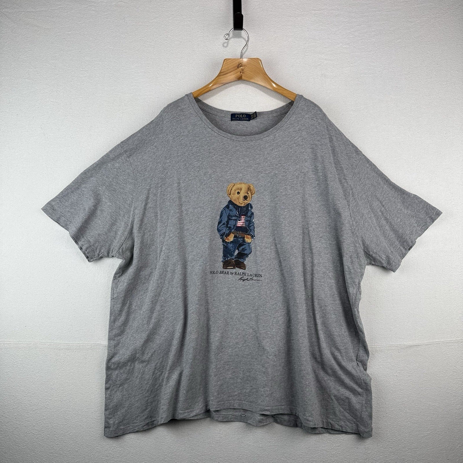 Polo Ralph Lauren Denim Polo Bear Mens 4XB T-Shirt Gray Tee
