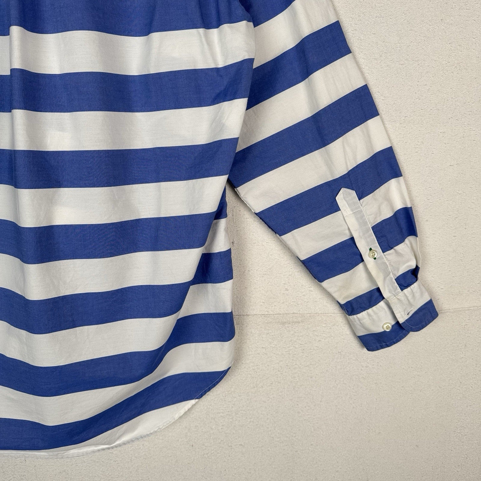 Vintage Tommy Hilfiger Mens M Button Down Shirt Blue White Striped Crest Logo