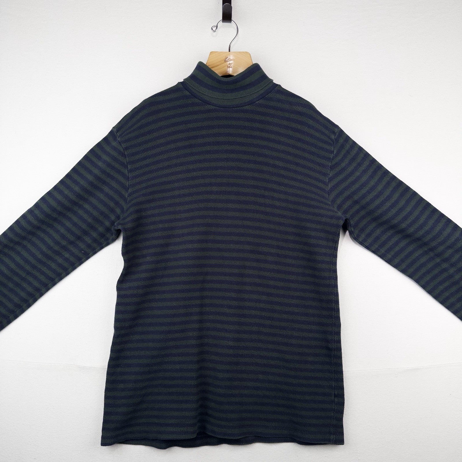 80’s Vtg Polo Ralph Lauren Men’s L Waffle Knit Stripe Turtleneck Made In USA