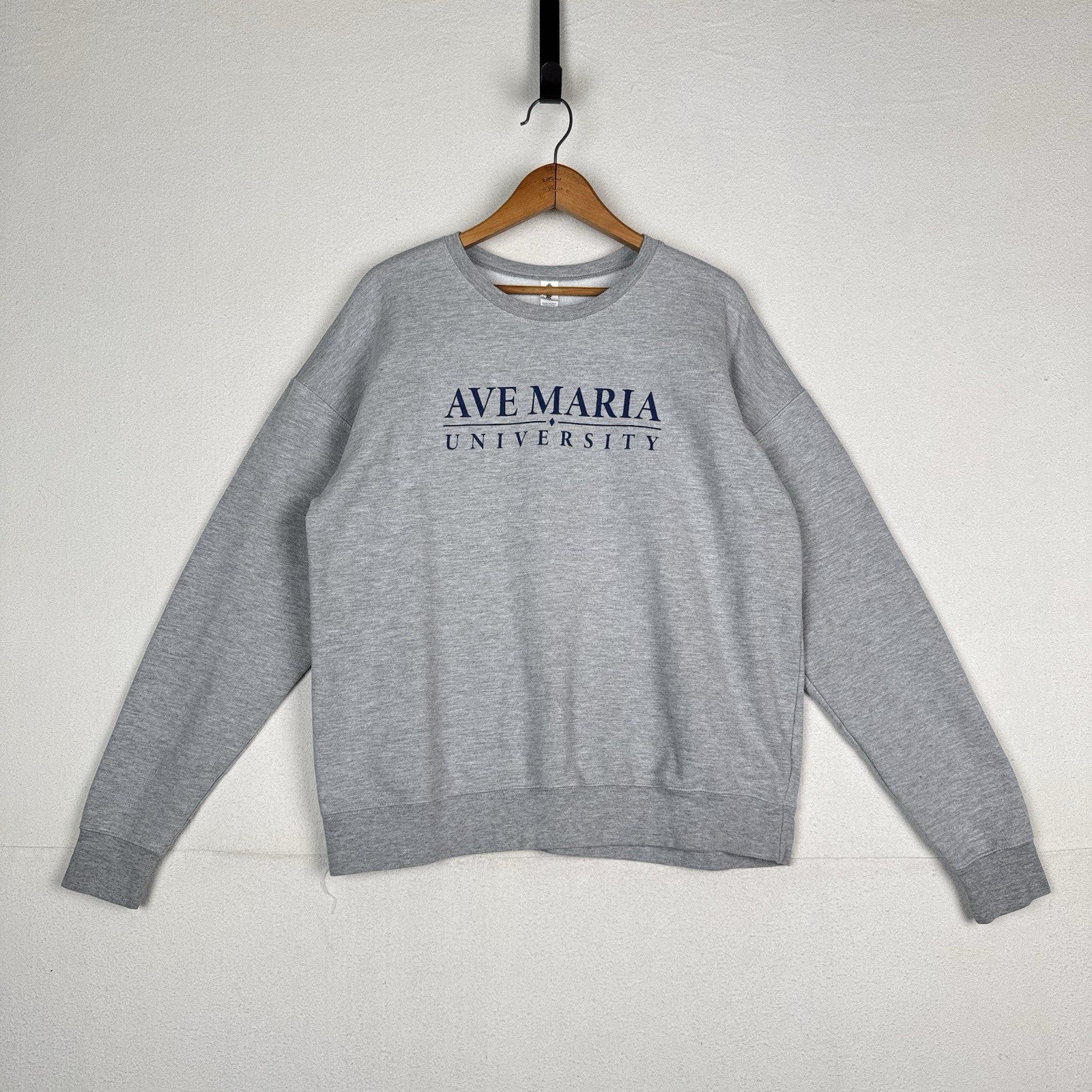 Ave Maria University NCAA Crewneck Sweatshirt Gray L Large Tultex Tag