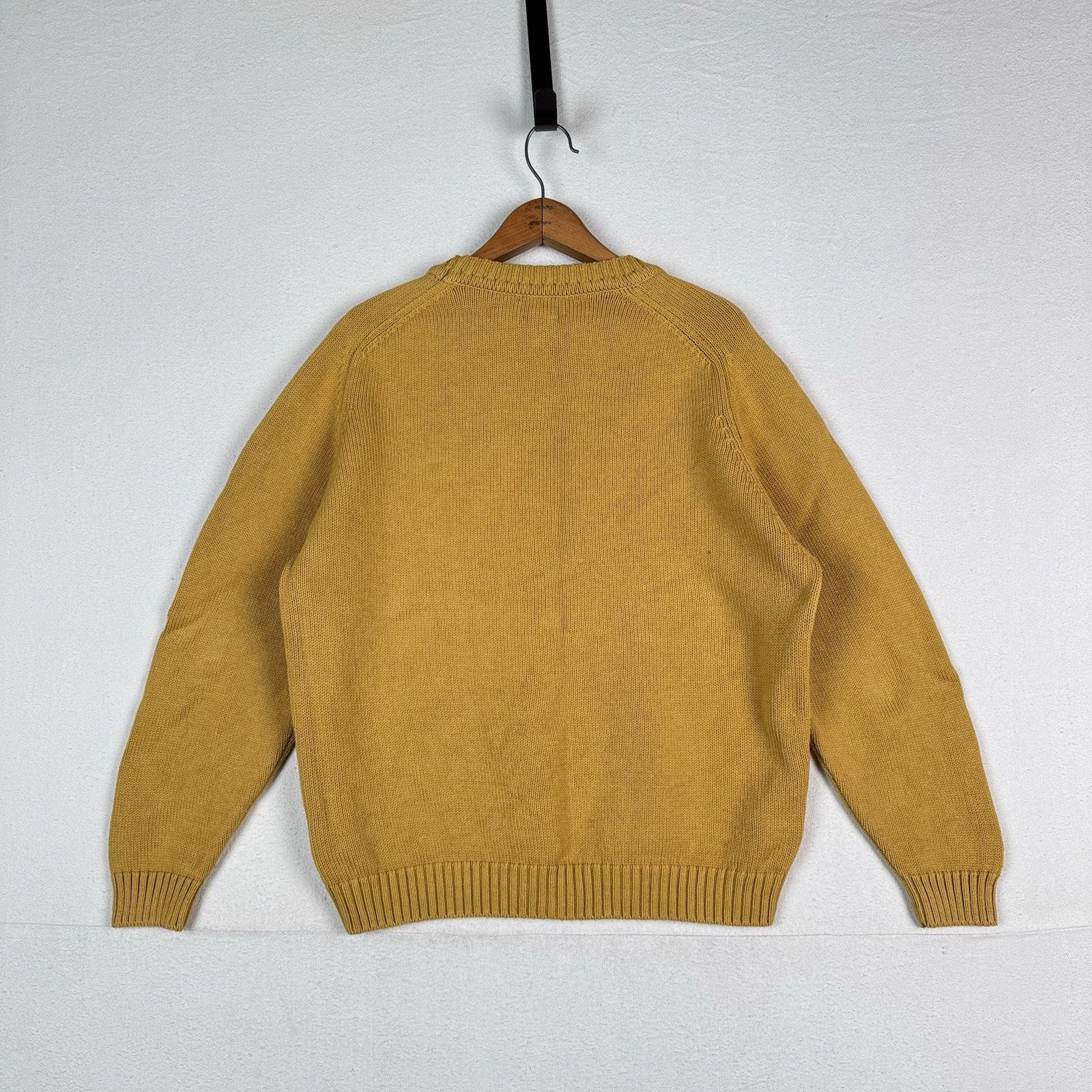 Lands End Womens Crewneck Sweater Yellow Size Large 14-16 Midweight Cotton USA