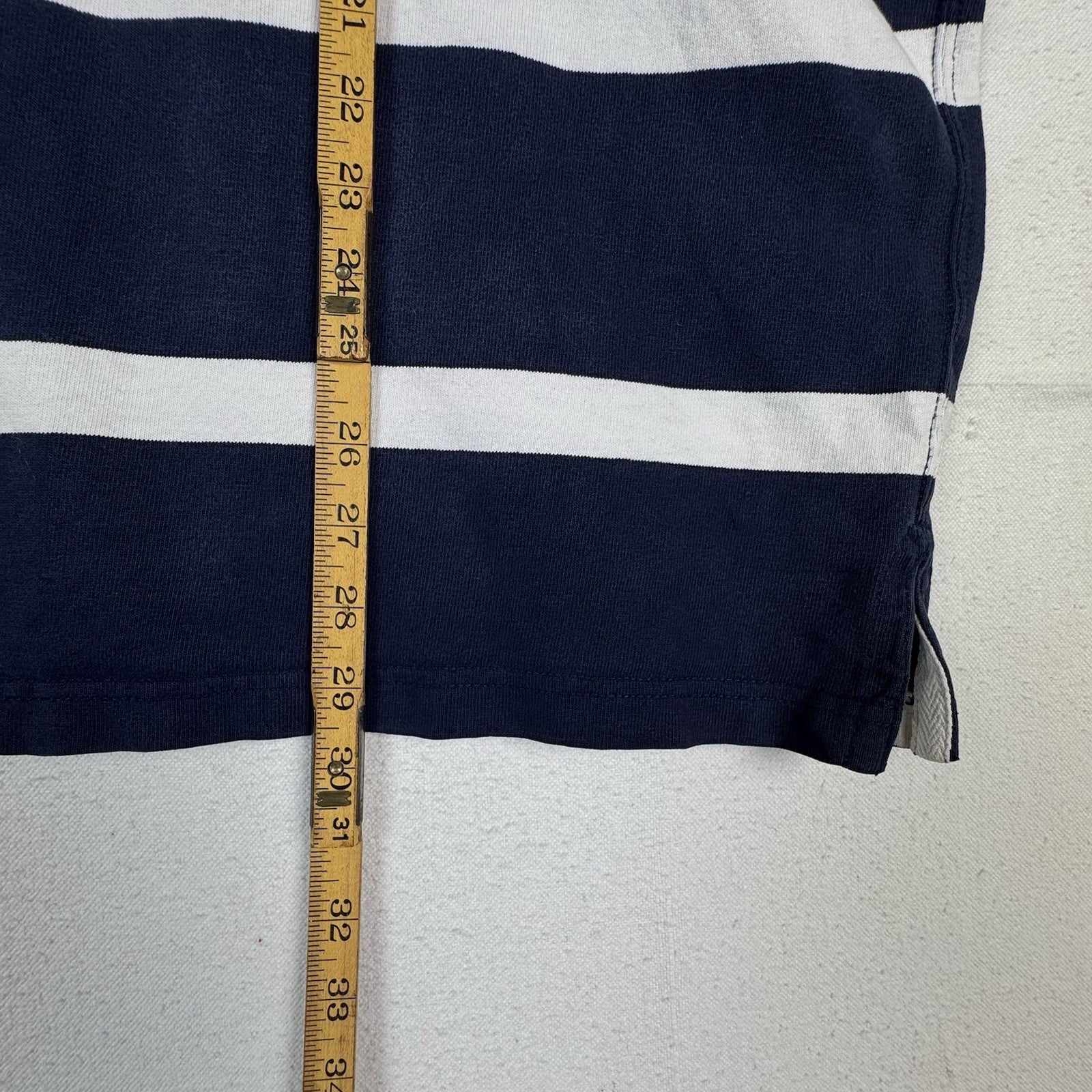 Polo Ralph Lauren Rugby Shirt 4XLB Blue White Quilted Elbow Patch *No Cuffs