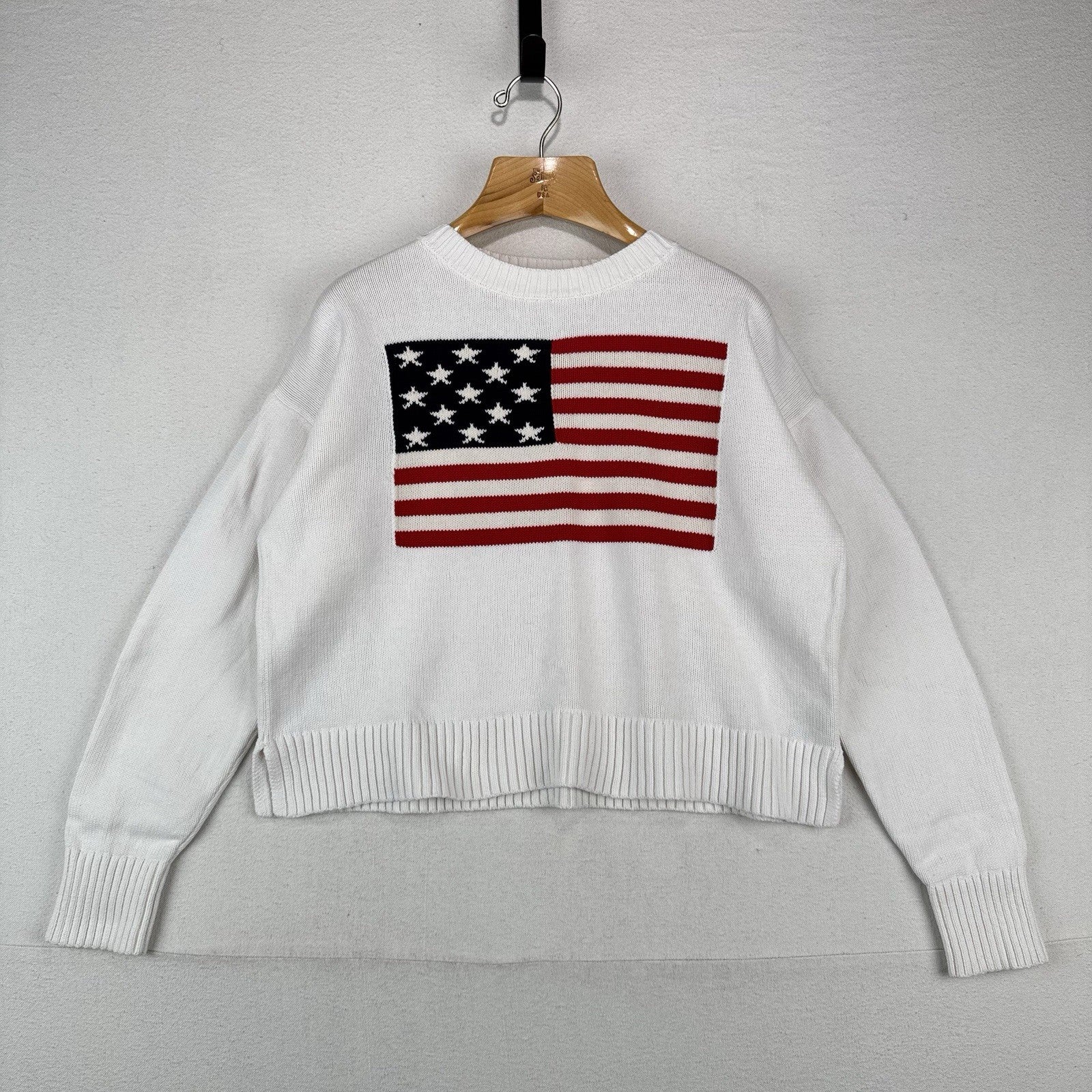 American Flag Crewneck Knit Sweater Women’s Medium Tall Old Navy