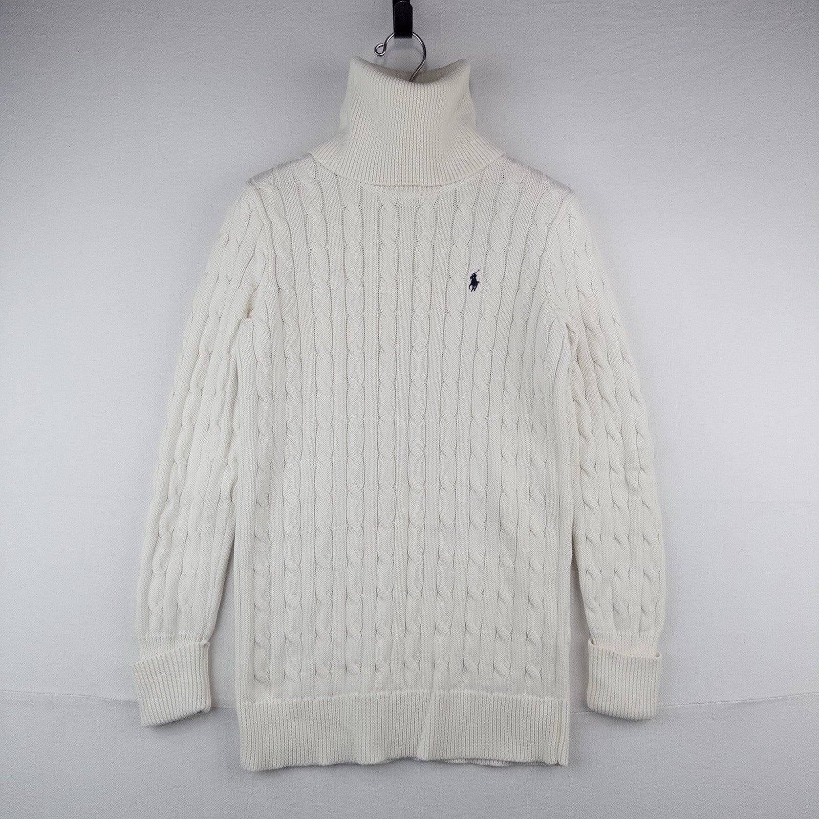 Polo Ralph Lauren Sport Cable Knit Sweater Women’s Medium White Turtle Neck