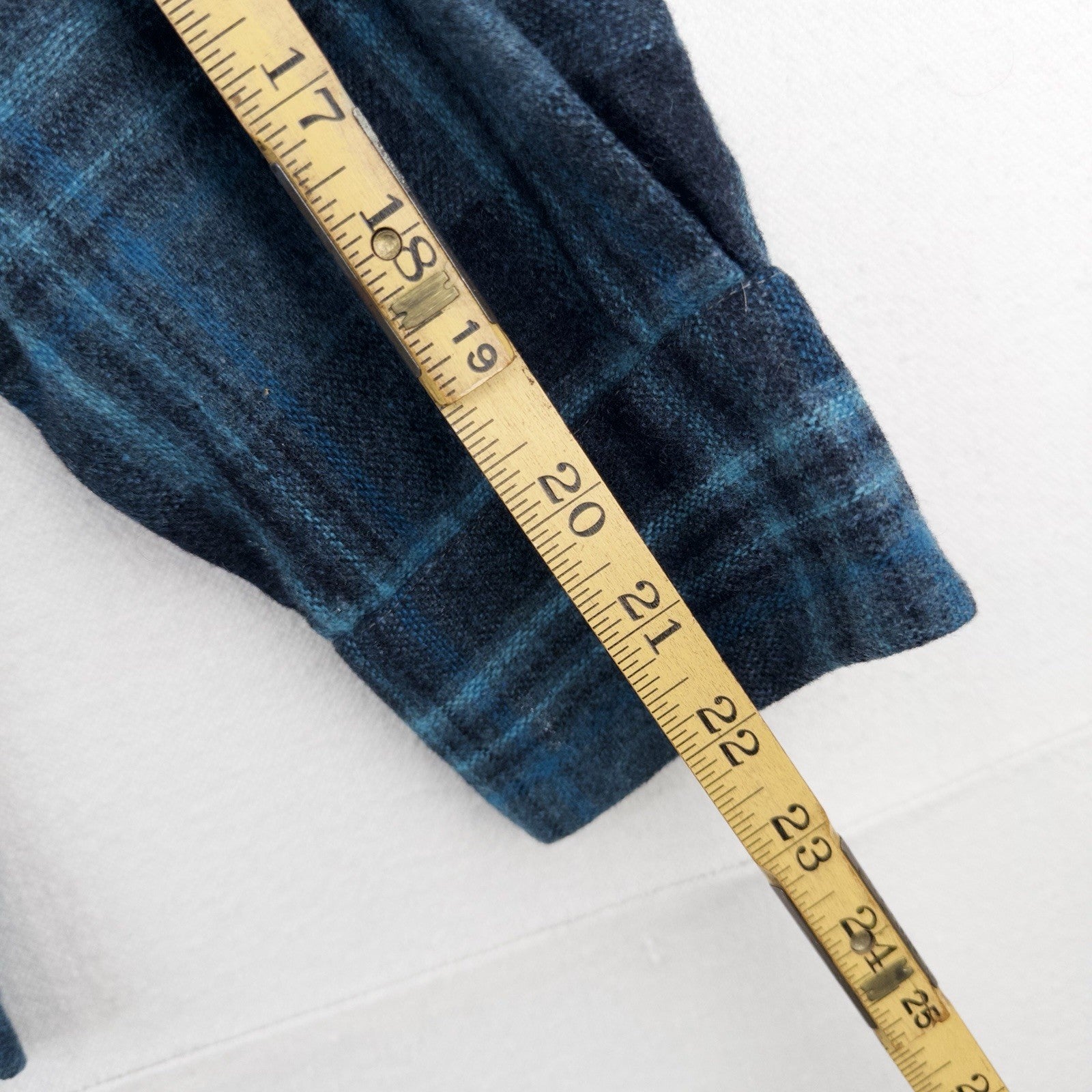 50’s Vtg Ponderosa Virgin Wool Blend Flap Pocket Blue Plaid Flannel Work Shirt