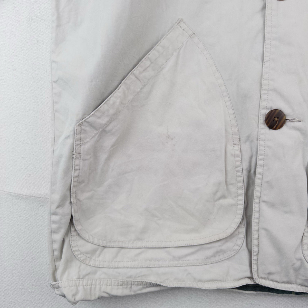 90’s Vtg J. Crew Oarsman Barn Jacket Chore Field Coat Corduroy Collar Beige M