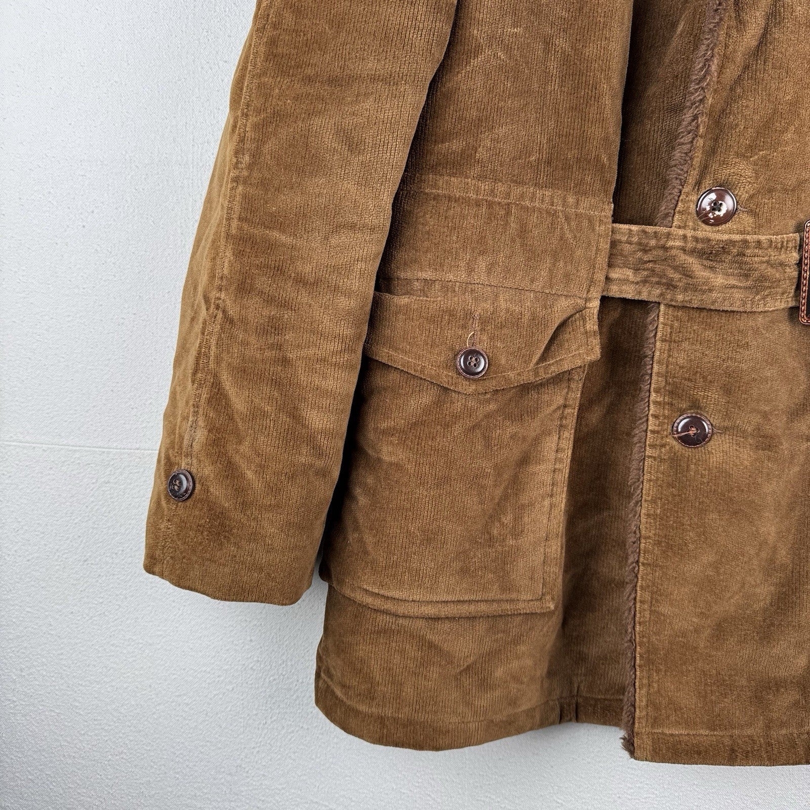 60’s 70’s Vtg Gordon Ferguson Field & Stream Mens 46 Corduroy Belted Overcoat