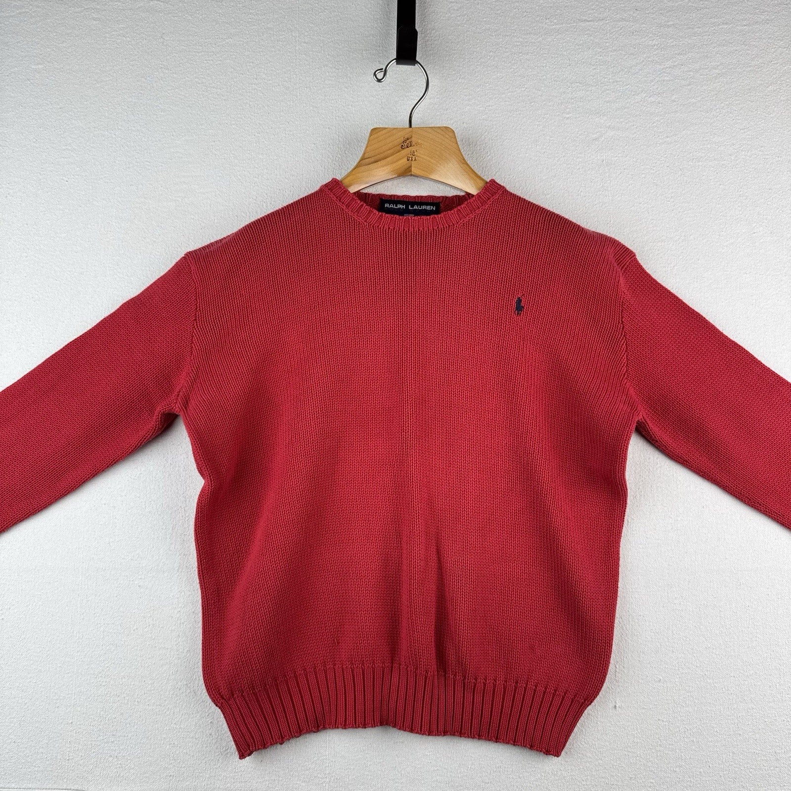 Vintage Ralph Lauren Polo Sport Men’s L 100% Cotton Crewneck Sweater Red
