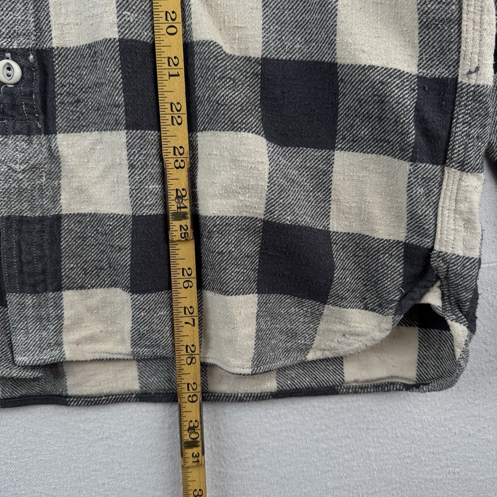 Polo Ralph Lauren Flannel Work Shirt Mens Large Gray Buffalo Check Twill Utility