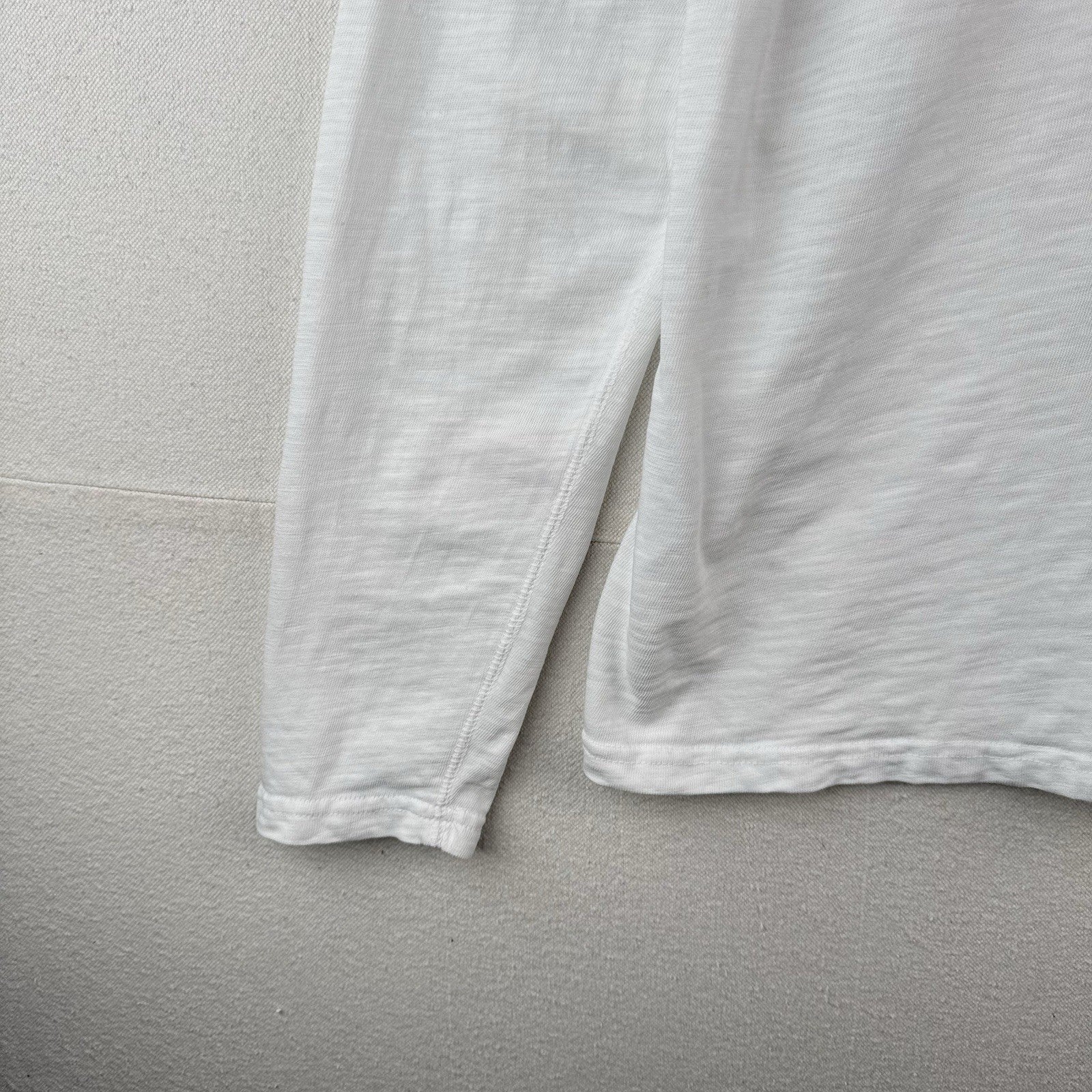 Lucky Brand Men’s Large Cotton Slub Henley Snap Button White Long Sleeve Shirt