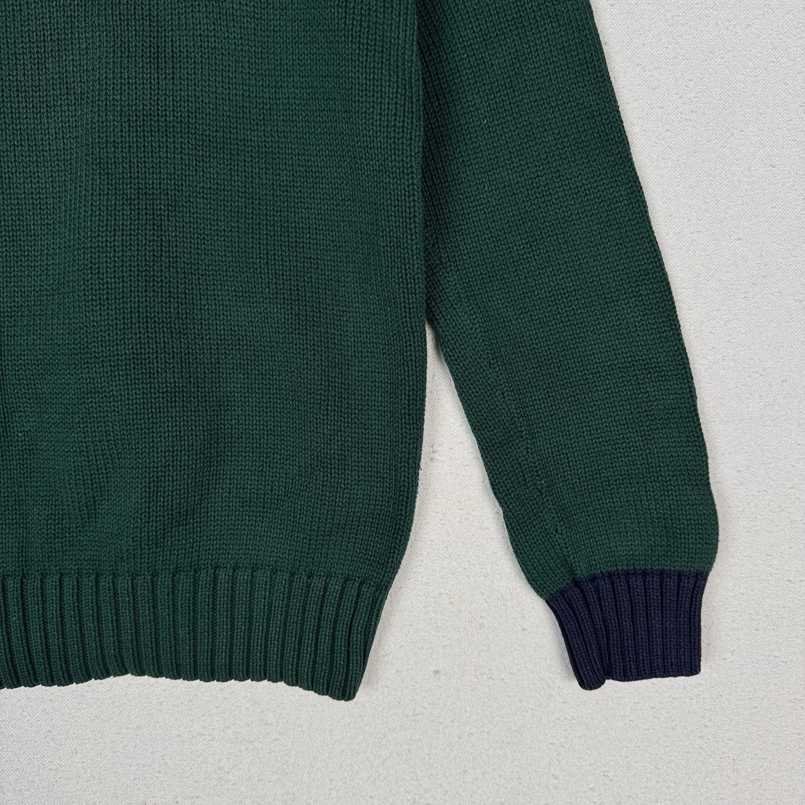 Polo Ralph Lauren Boys Large (14/16) Big Pony 1/4 Zip Sweater Green Navy Blue