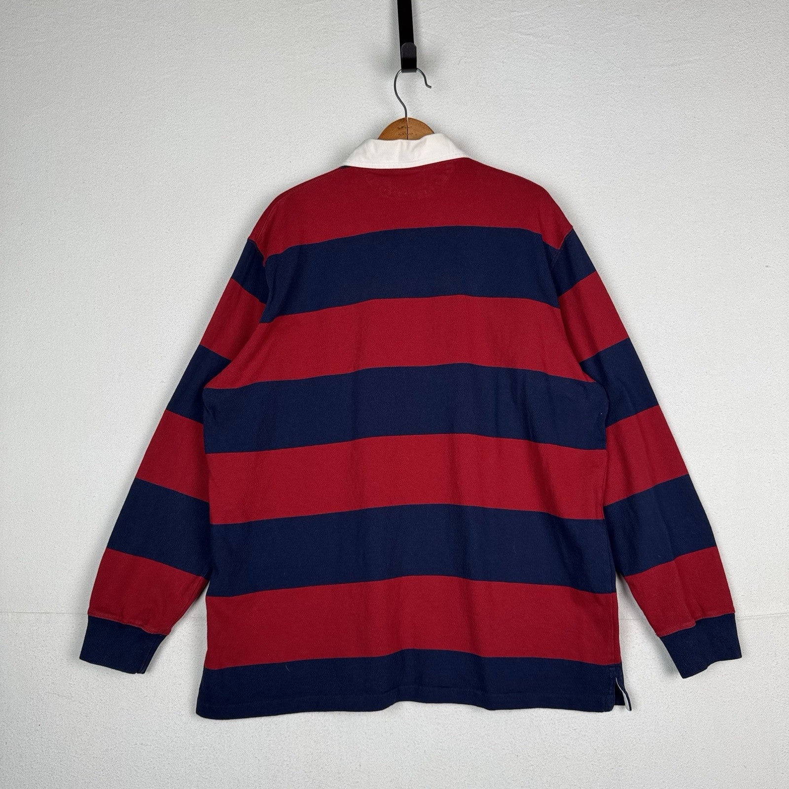 Polo Ralph Lauren Men's Navy/Dark Red Stripe Classic Fit Rugby Polo Shirt XL