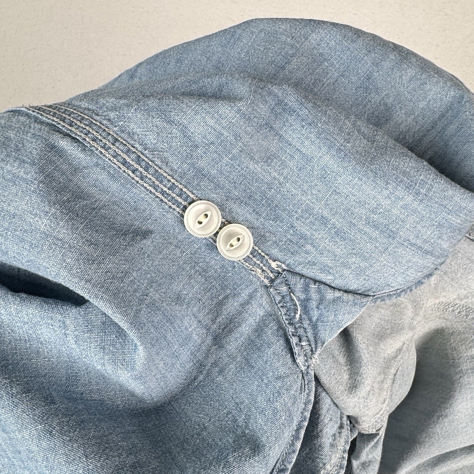 90s Polo Ralph Lauren Men’s Large Chambray Denim Shirt Blue Yacht Club RLYC Flag