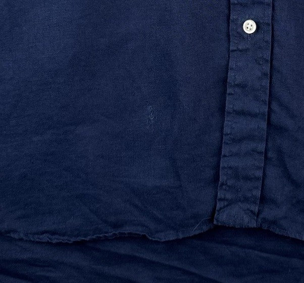 Polo Ralph Lauren Blue Men’s Large Linen Button Up Shirt Short Sleeve