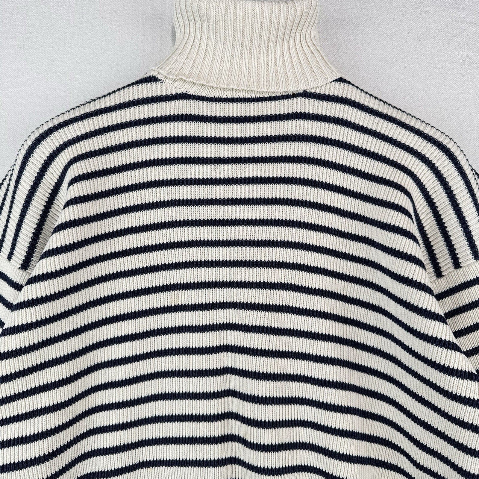 Ralph Lauren Nautical Striped Turtleneck Sweater Navy Blue White Women’s Medium