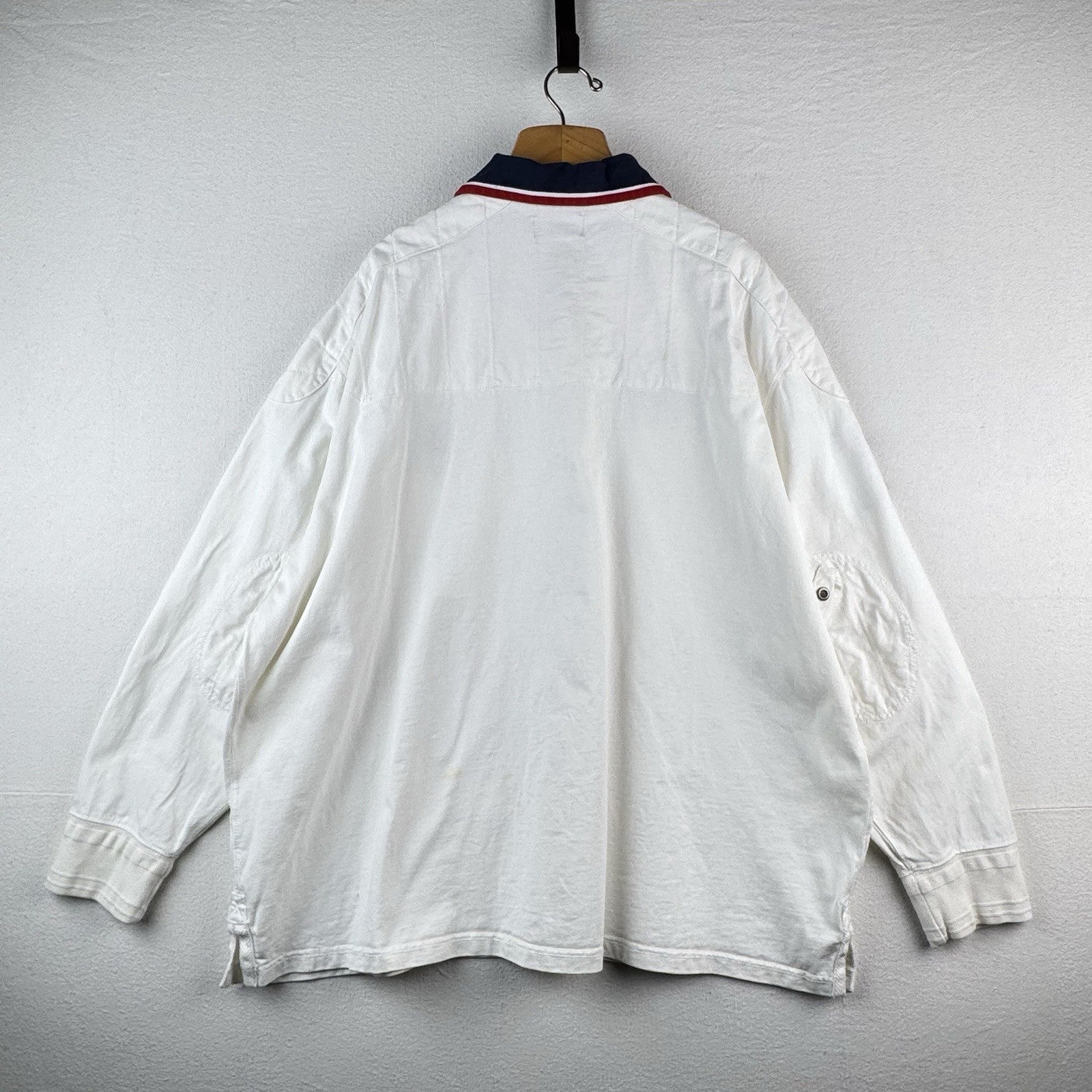 Vtg Polo Ralph Lauren White Rugby Shirt Big Pony 4XB Jockey Club Crest Quilted