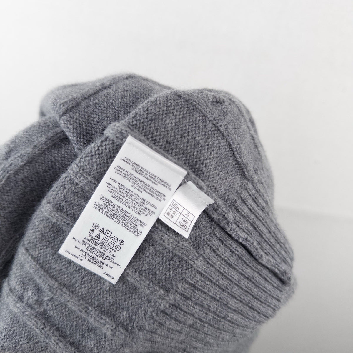 Brooks Brothers Gray 100% Italian Lambswool Cable Knit Sweater Men’s XL