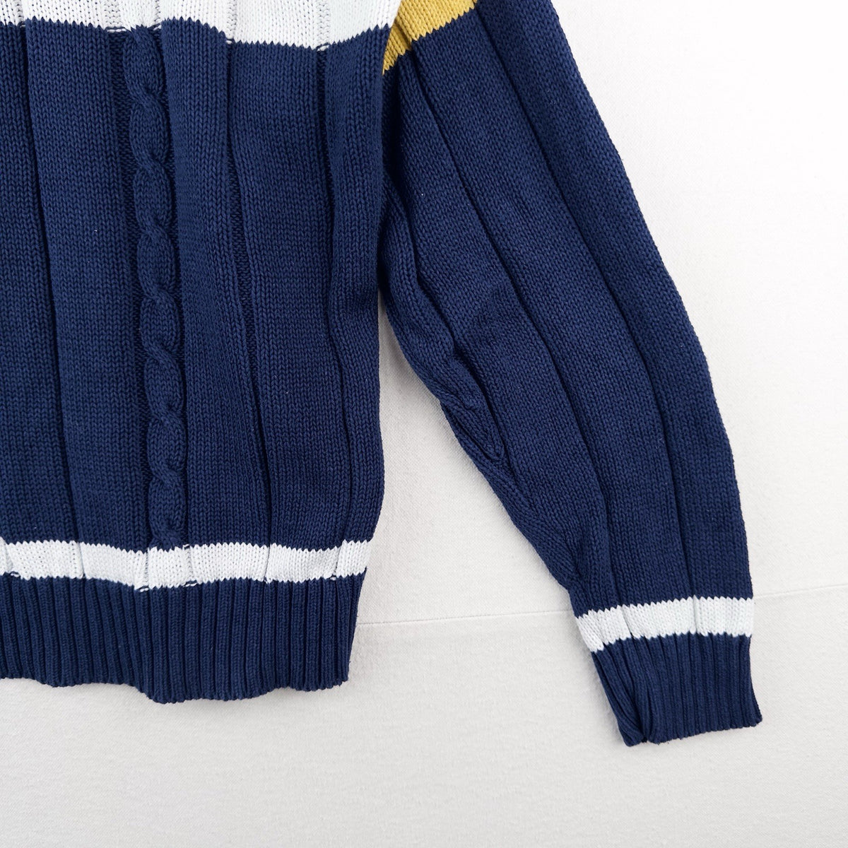 90’s Vtg Eddie Bauer Pullover Sweater Color Block Crewneck Men’s L White Blue