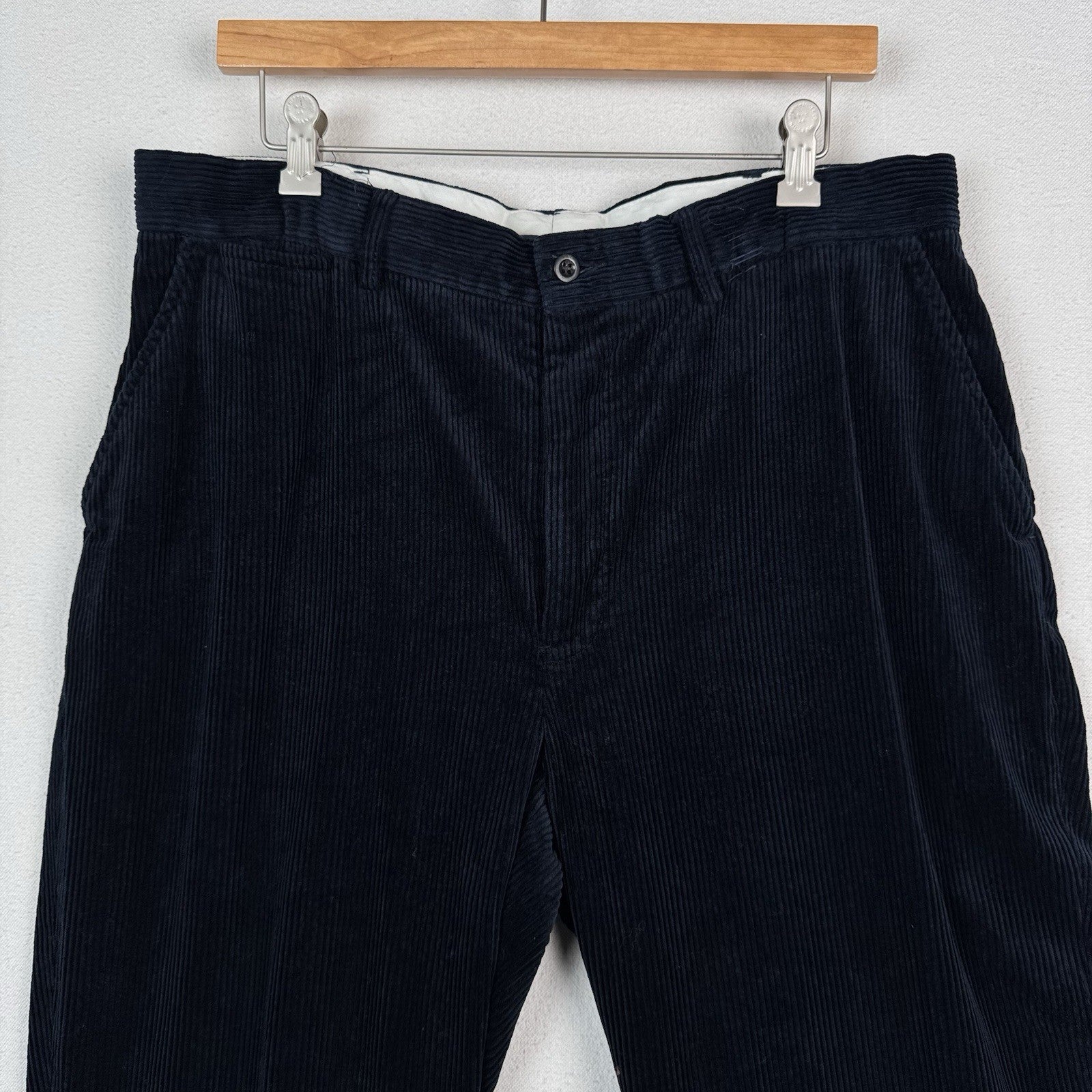 Vintage Polo Ralph Lauren Pants Mens 36x30 Navy Blue Thick Corduroy Baggy Cuffed