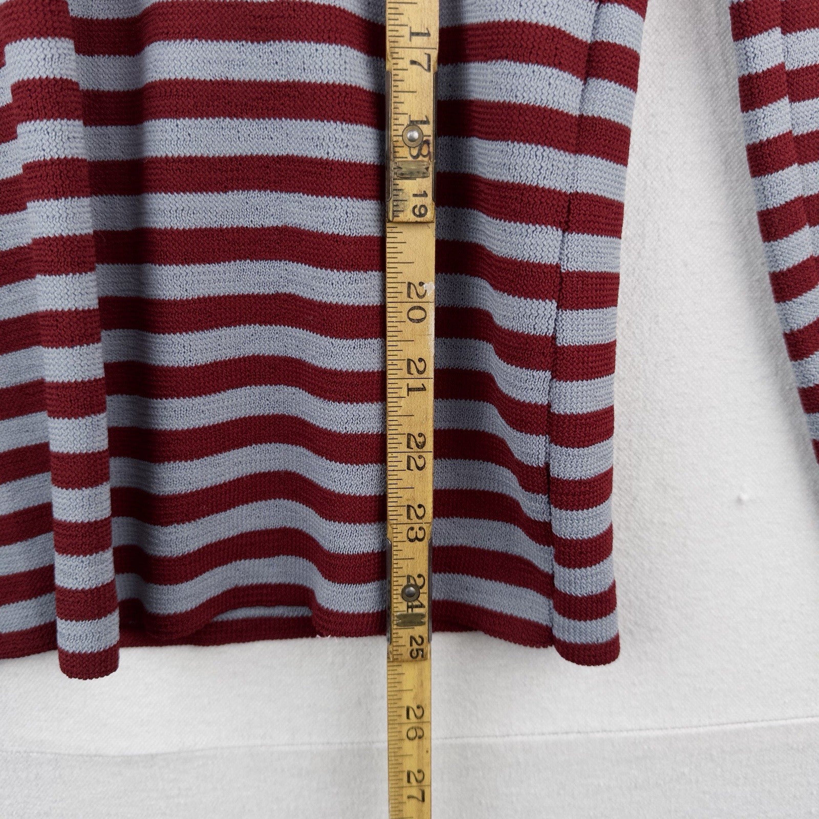 60's Vtg Mac Taggart 3 Button Polo Shirt  Gray Red Stripes Long Sleeve Men’s M