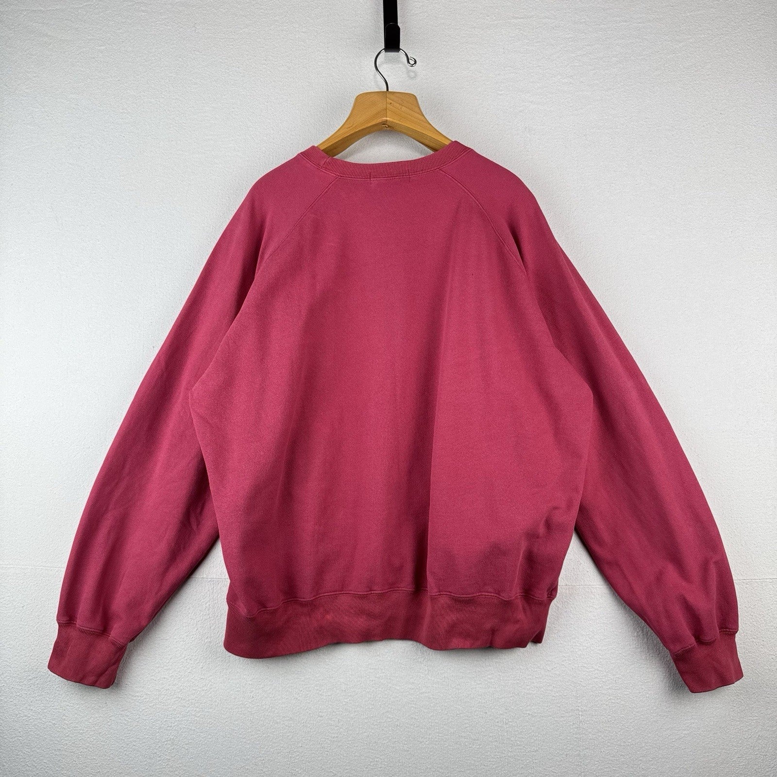 90’s Vtg Polo Ralph Lauren Jersey Sweatshirt Men XL Red Pink Raglan *Sunfaded