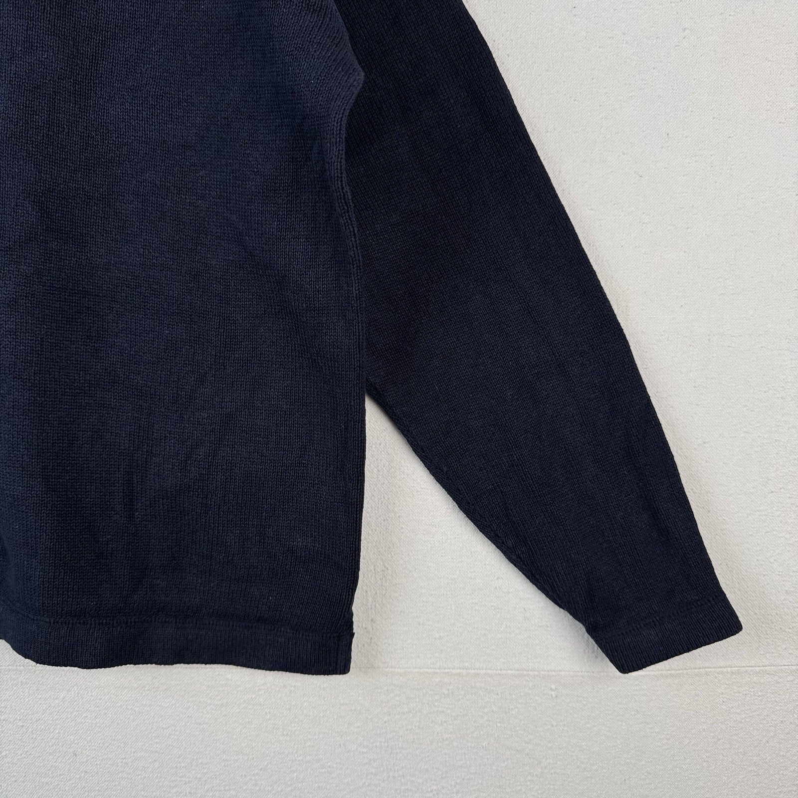 90’s Vintage Polo Ralph Lauren Men’s Large Linen Knit Crewneck Sweater Navy Blue