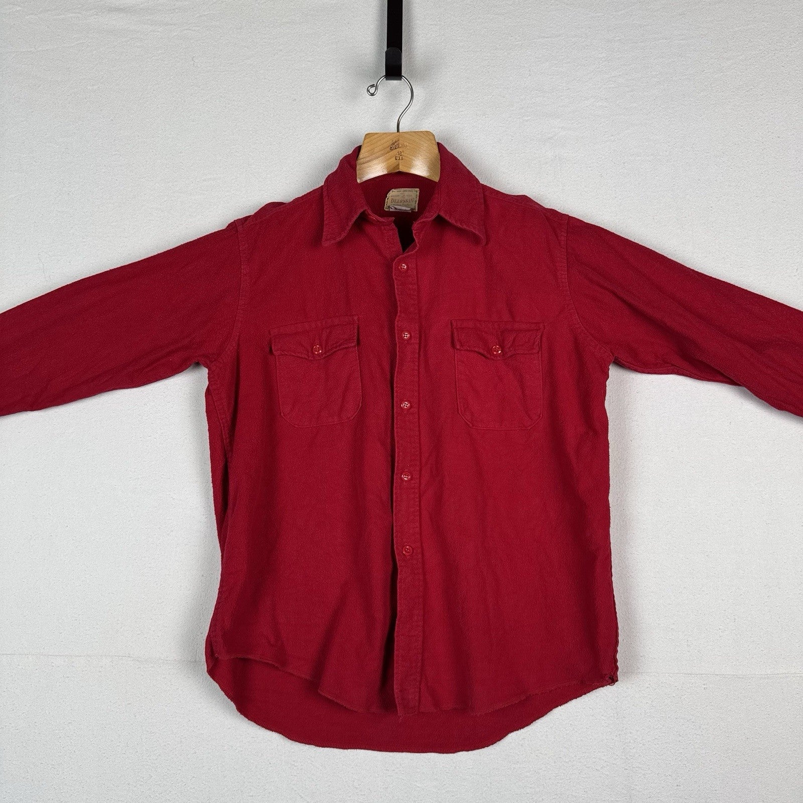 Vintage Melton Deerskin Chamois Flannel Shirt Adult Medium Red 46”