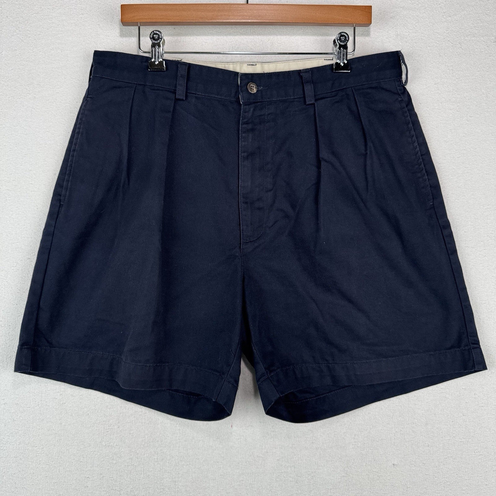90’s Vtg Polo Ralph Lauren Men’s 36x5.5 Chino Shorts Blue Pleated *Read