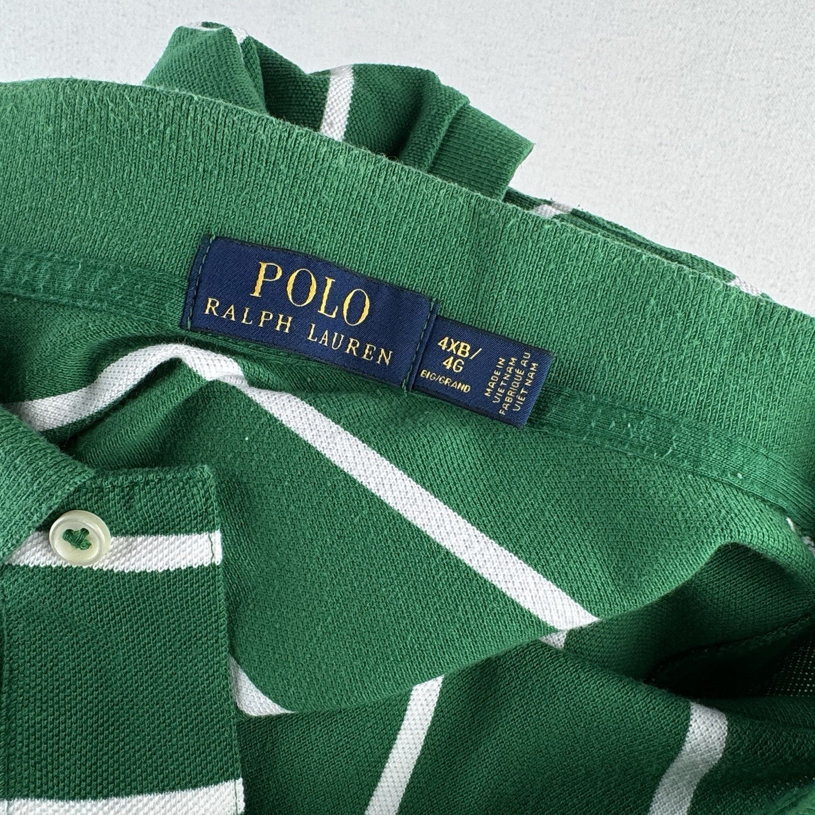 Polo Ralph Lauren Mens’s 4XB Striped Short Sleeve Polo Green White Stripe *Read