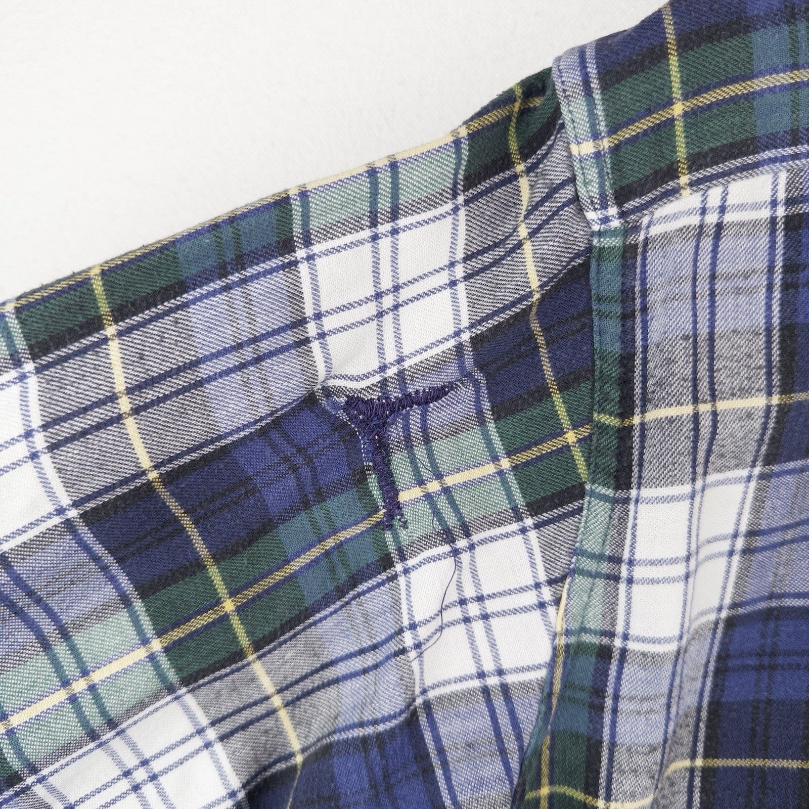 80’s Vtg LL Bean Mens XL Blue Green Scotch Plaid Flannel Shirt USA *Distressed