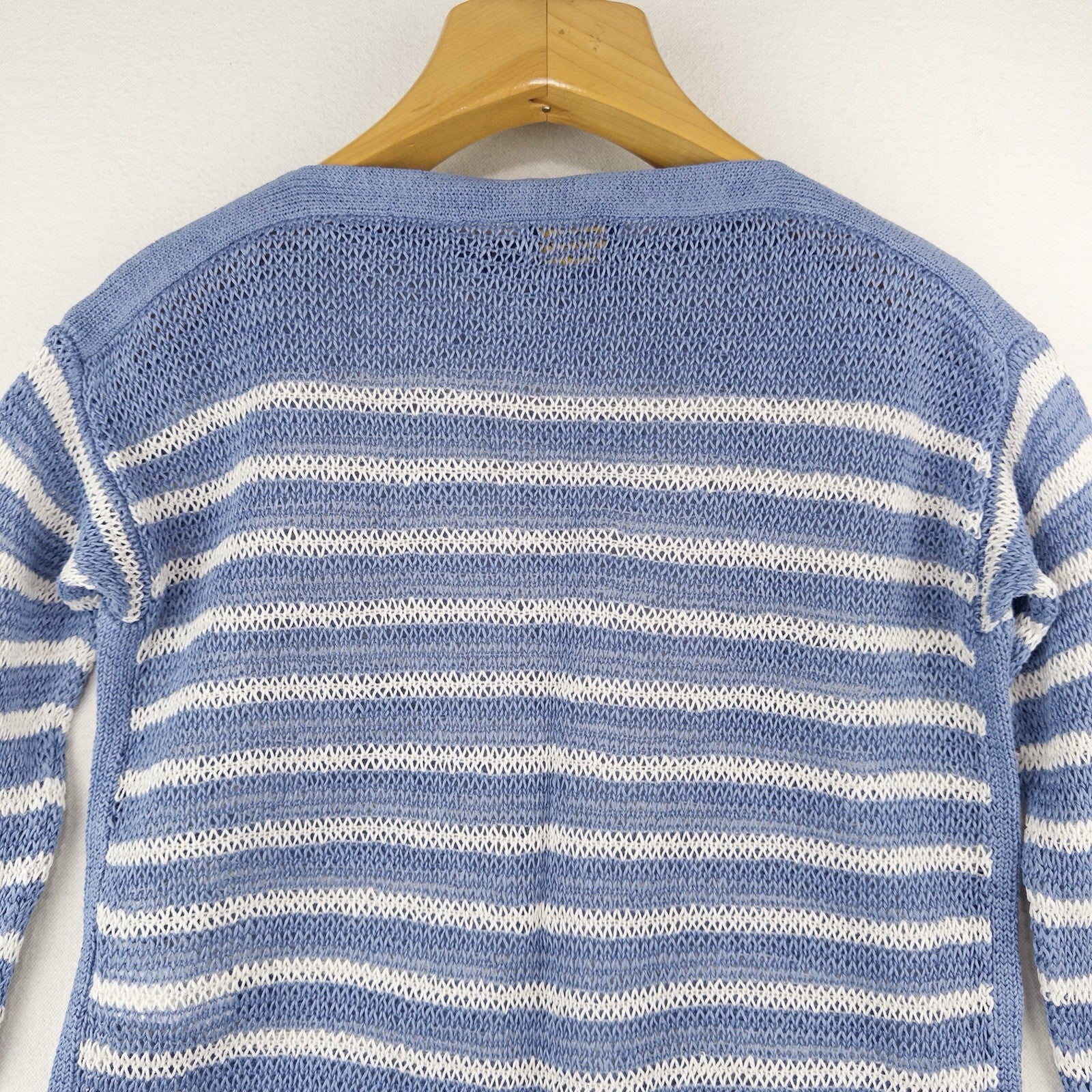 Polo Ralph Lauren Womens XS Boat Neck Blue Striped 100% Linen Knit Sweater Beach